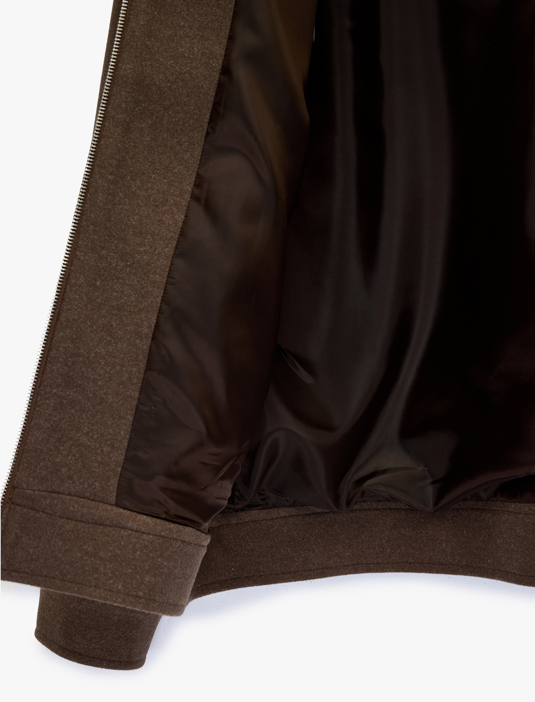   Regular Fit Uzun Kollu Cepli Fitilli Yaka Detaylı Fermuarlı Kaşe Ceket