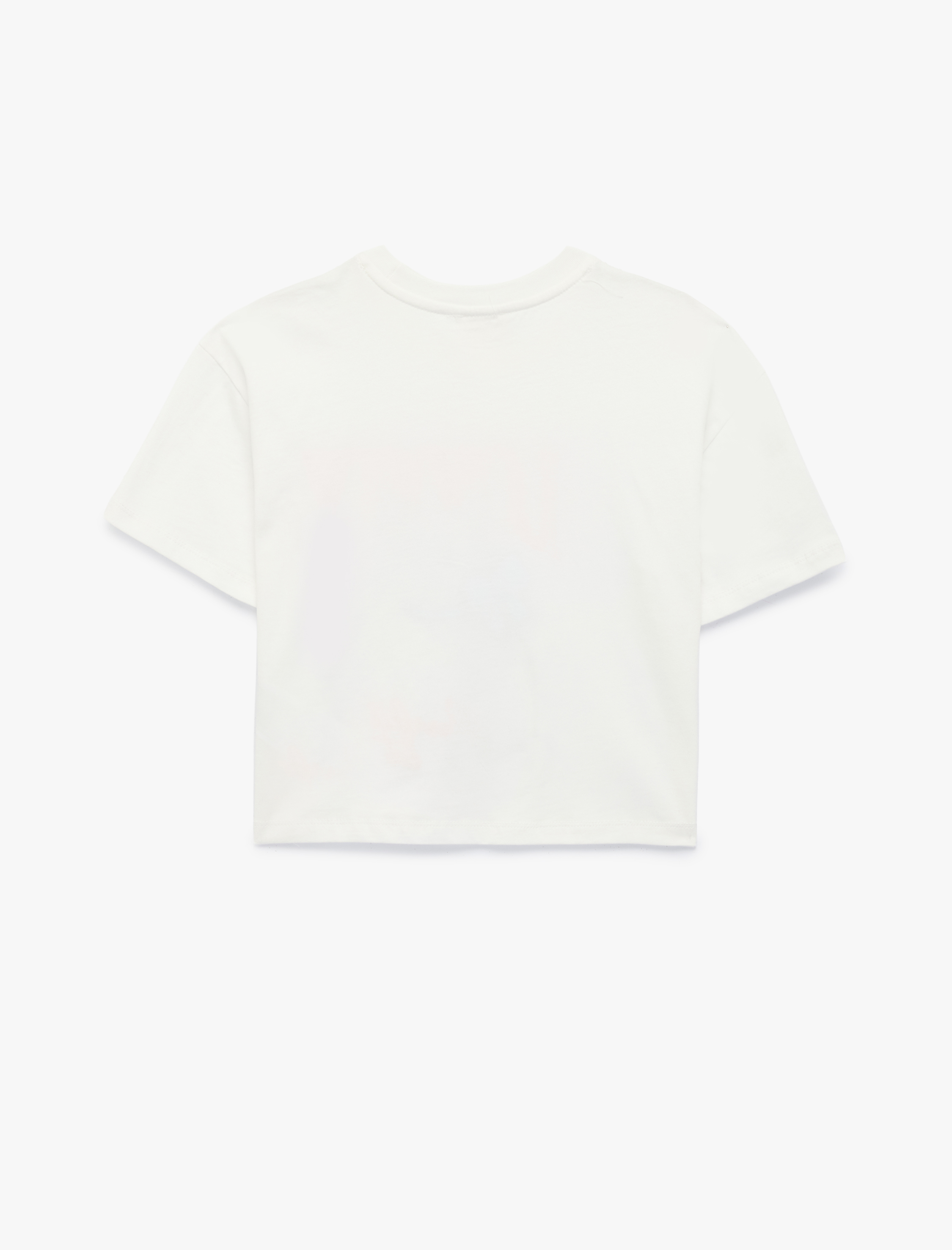  Kız Çocuk Bisiklet Yaka Kedi Nakışlı Kısa Kollu Pamuklu Tişört