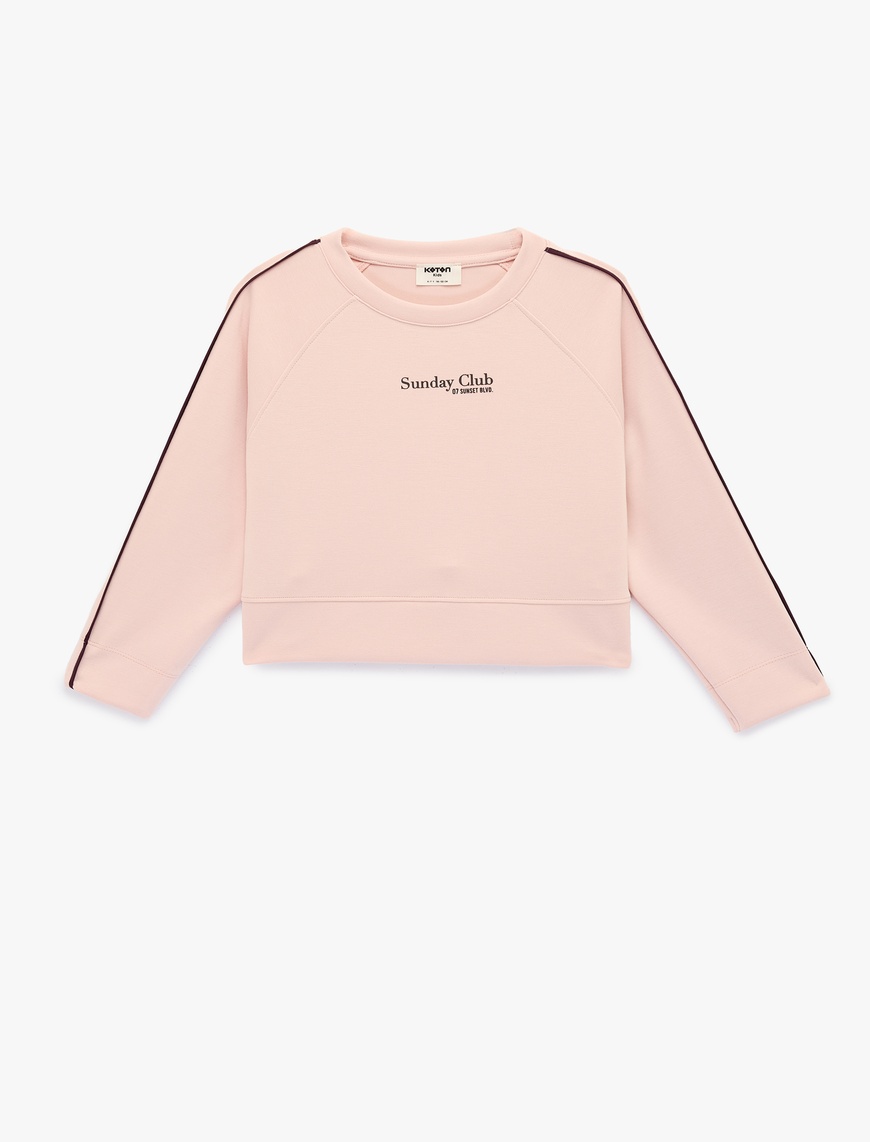 Koton Viskon Karışımlı Biyeli Uzun kollu Bisiklet Yaka Modal Baskılı Sweatshirt