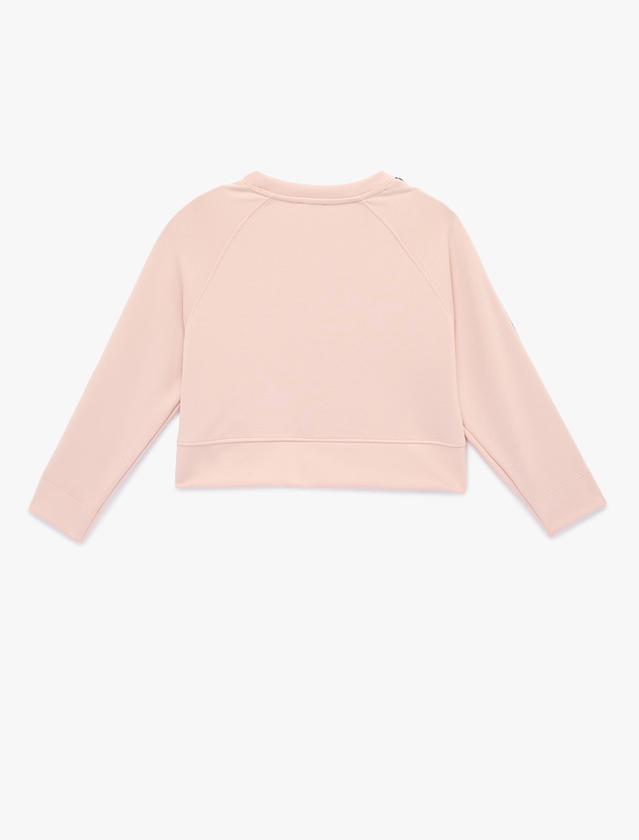 Kız Çocuk Viskon Karışımlı Biyeli Uzun kollu Bisiklet Yaka Modal Baskılı Sweatshirt