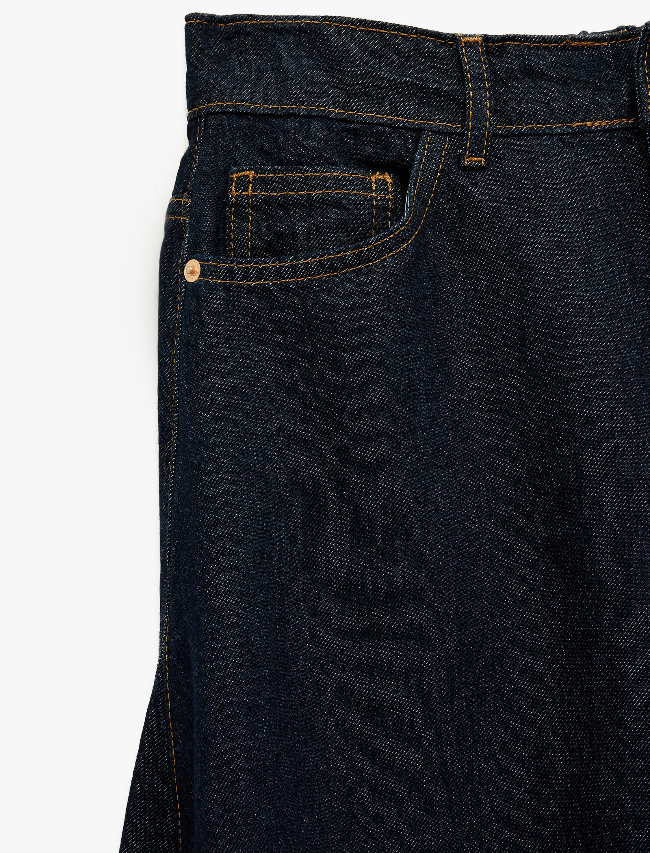   Pamuklu Düğmeli Volanlı Uzun Denim Etek