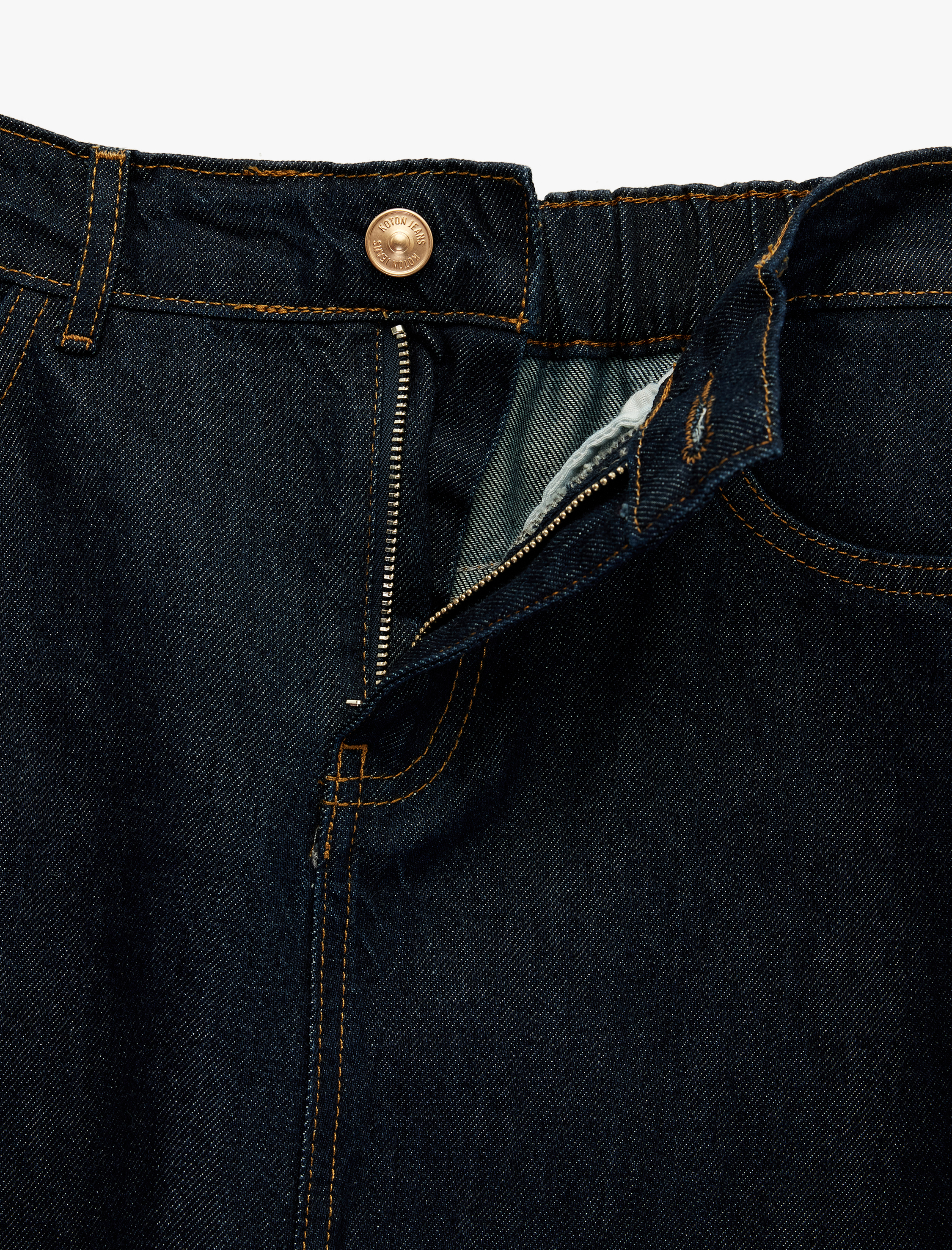   Pamuklu Düğmeli Volanlı Uzun Denim Etek