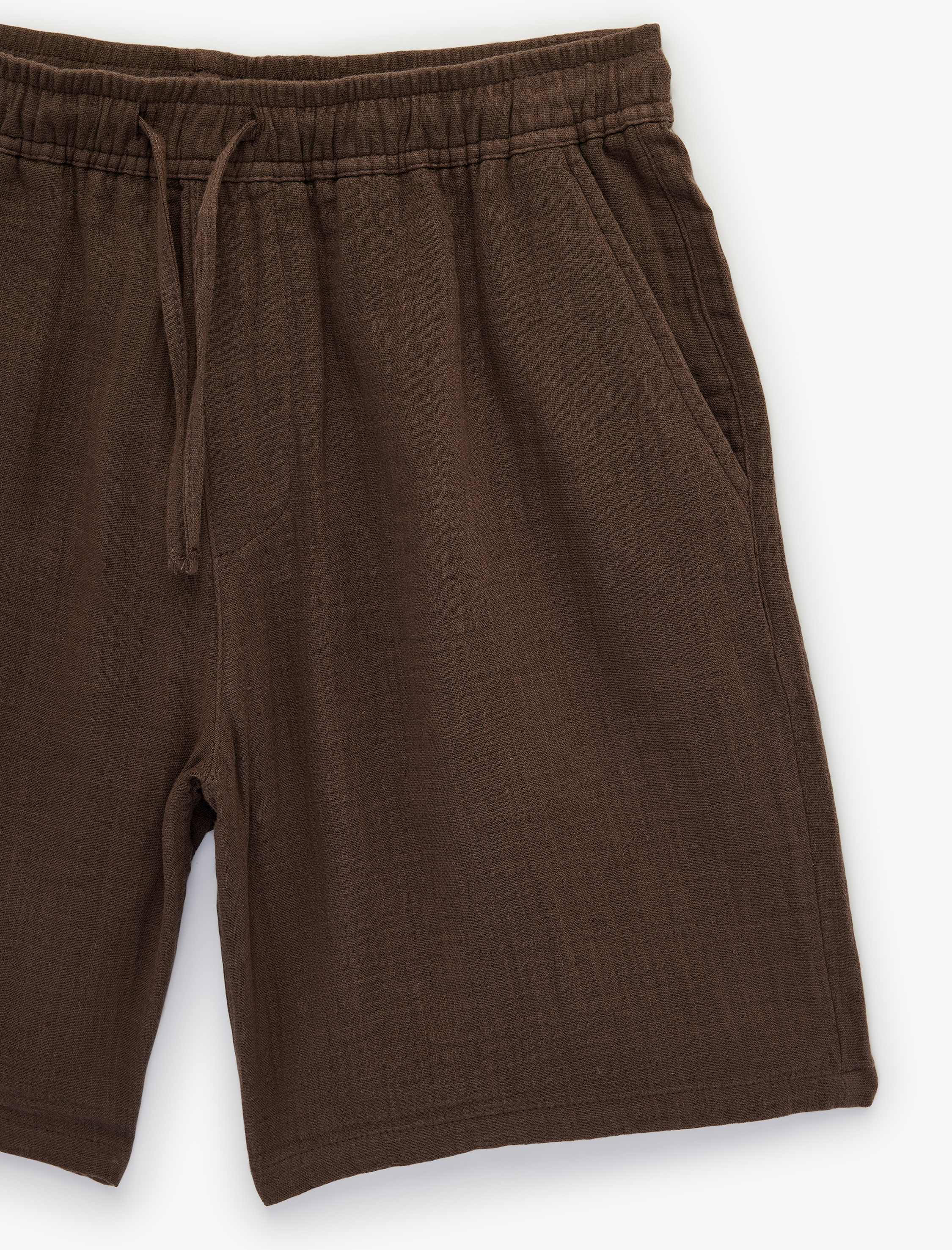   Bermuda Pamuklu Cepli Beli Bağcıklı Müslin Şort