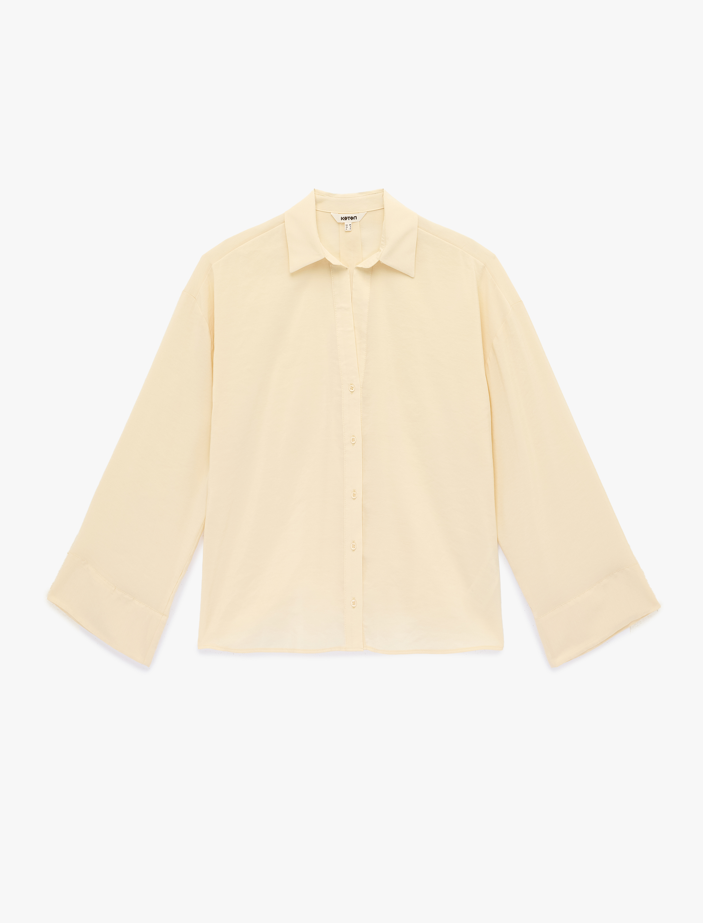   Viskon Karışımlı Klasik Yaka Uzun Geniş Kollu Oversize Gömlek