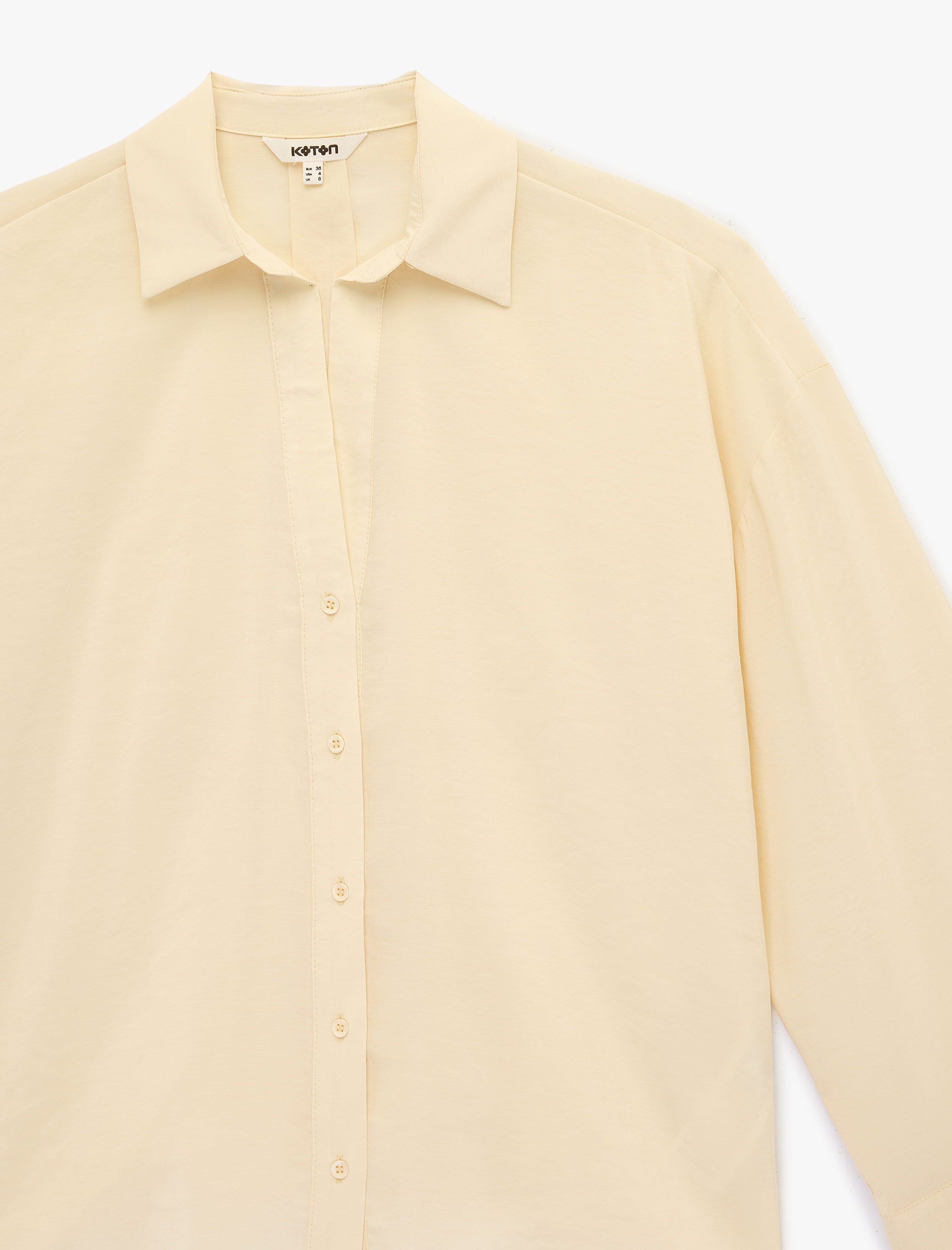   Viskon Karışımlı Klasik Yaka Uzun Geniş Kollu Oversize Gömlek