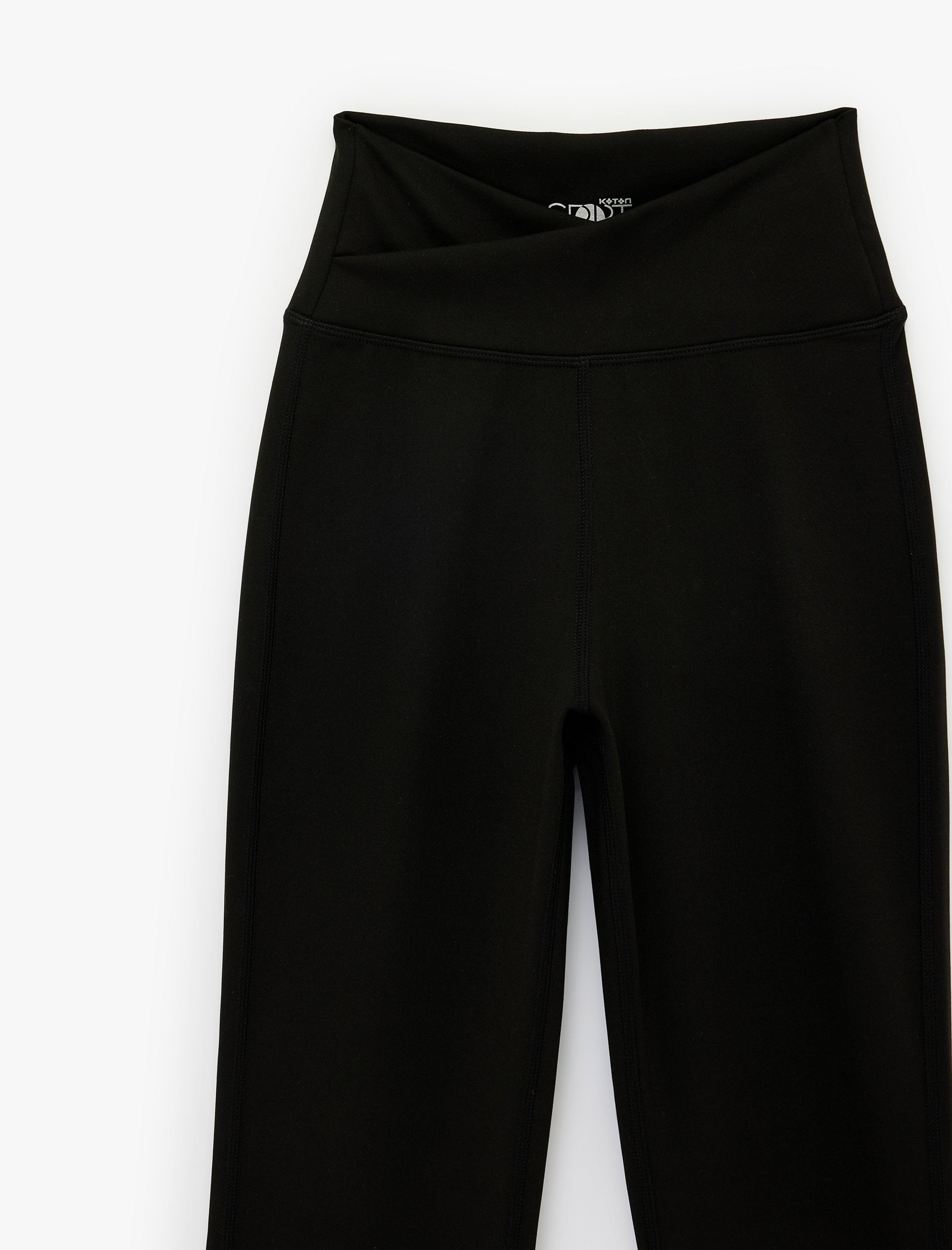   Kemer Detaylı Yüksek Bel İspanyol Paça Spor Tayt