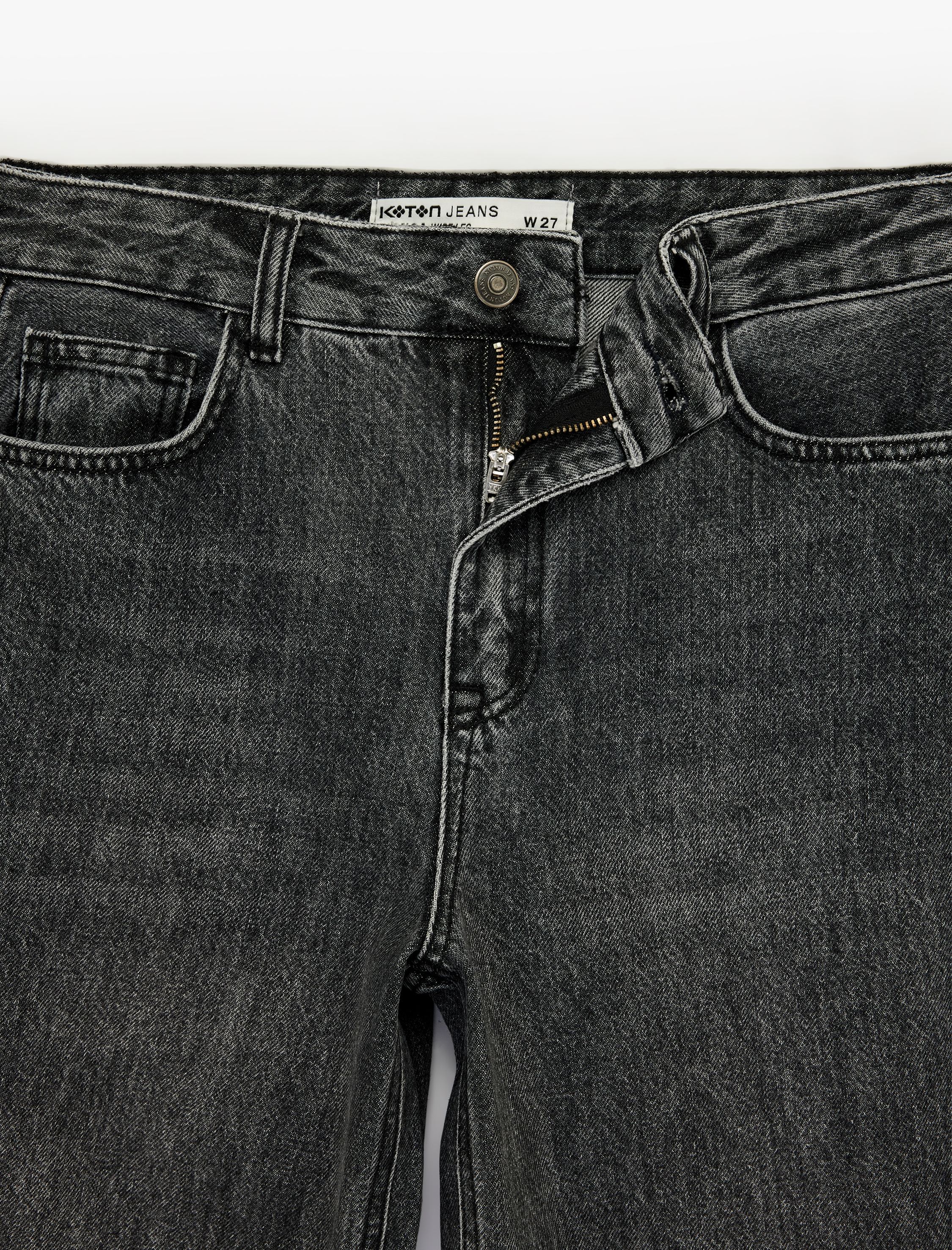   Geniş Paça Düğmeli Pamuklu Denim Pantolon - Wide Leg Jeans