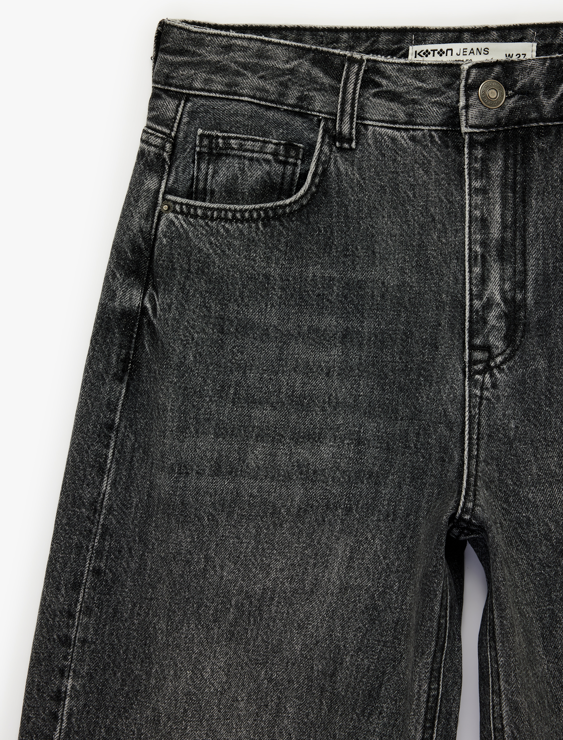   Geniş Paça Düğmeli Pamuklu Denim Pantolon - Wide Leg Jeans