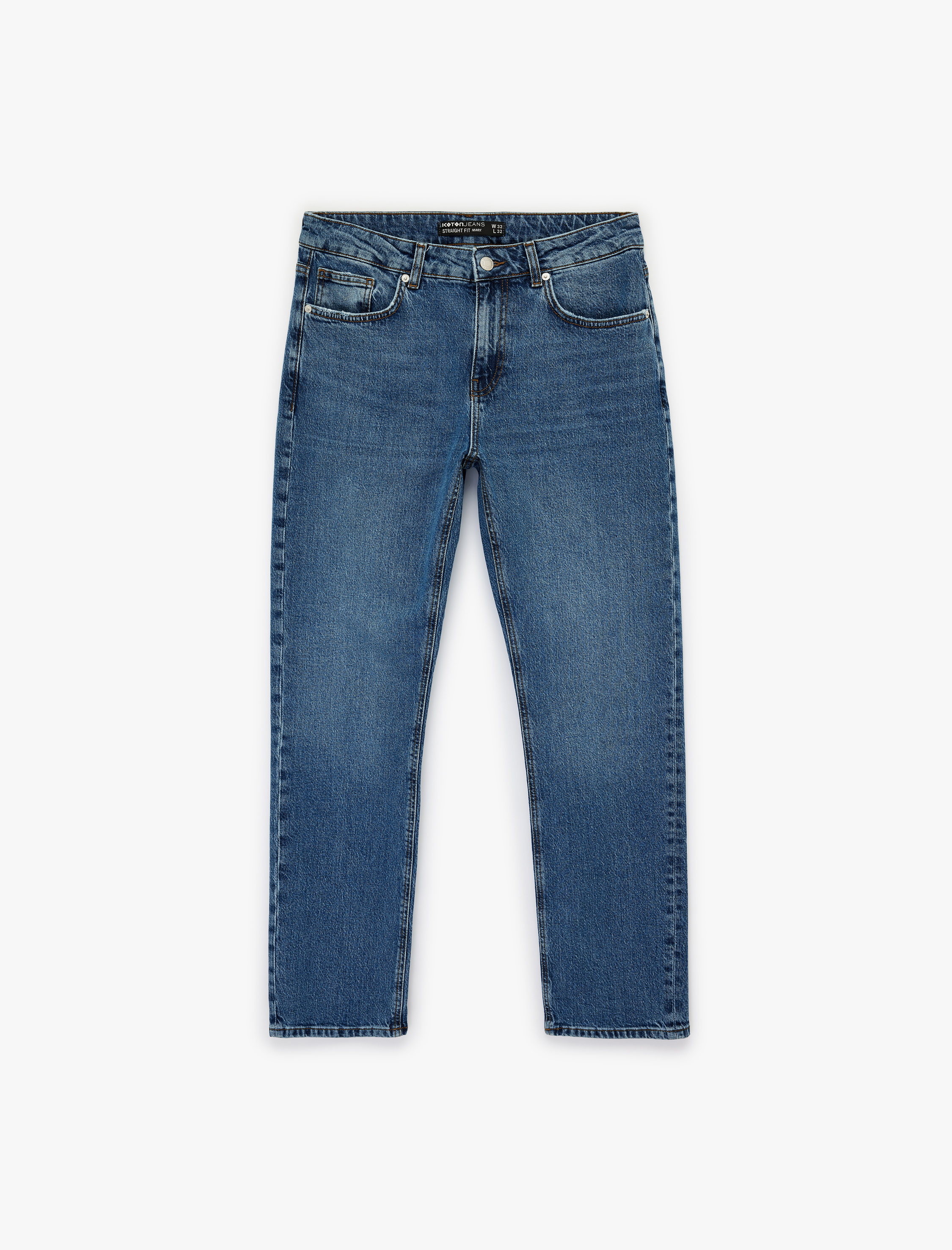   Normal Bel Düz Paça Pamuklu Straight Jean Pantolon - Mark Jean