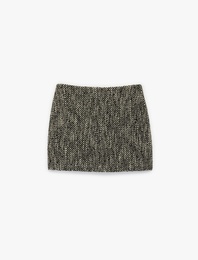 A Kesim Desenli Mini Tüvit Etek