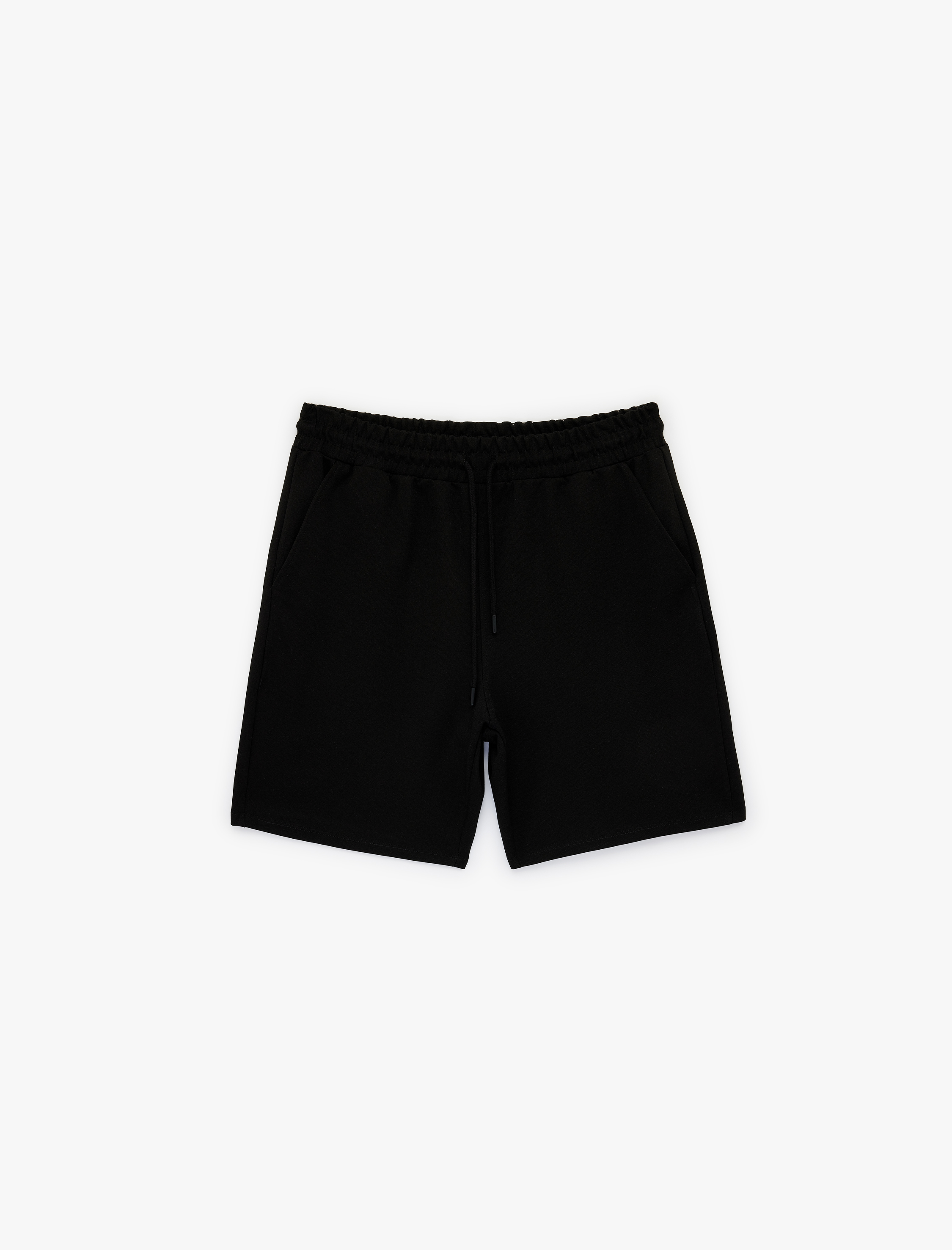   Viskon Karışımlı Cepli Bermuda Beli Bağcıklı Spor Şort