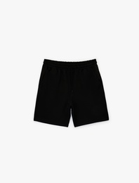 Viskon Karışımlı Cepli Bermuda Beli Bağcıklı Spor Şort