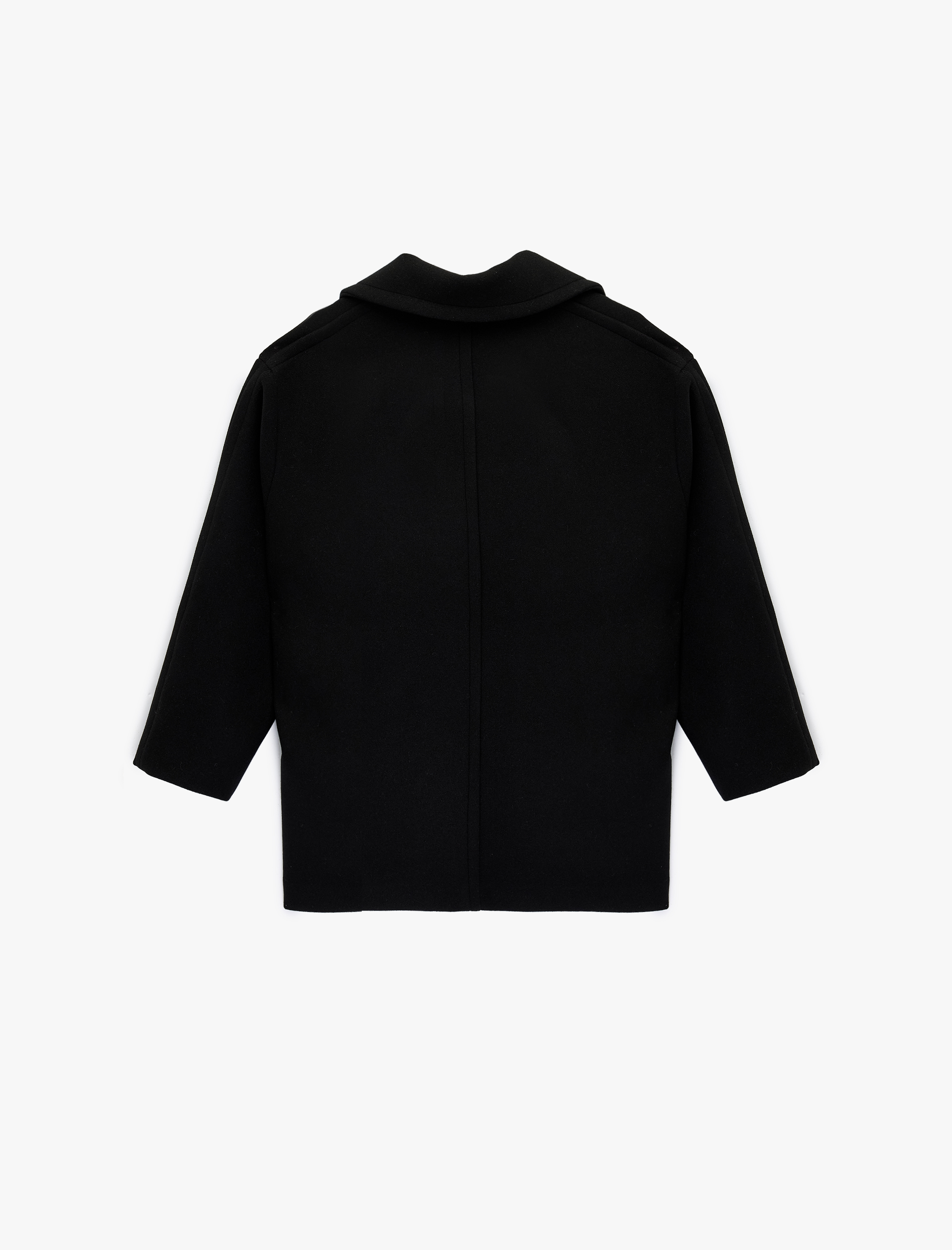   Uzun Kollu Cepli Düğmeli Kaşe Oversize Kaban