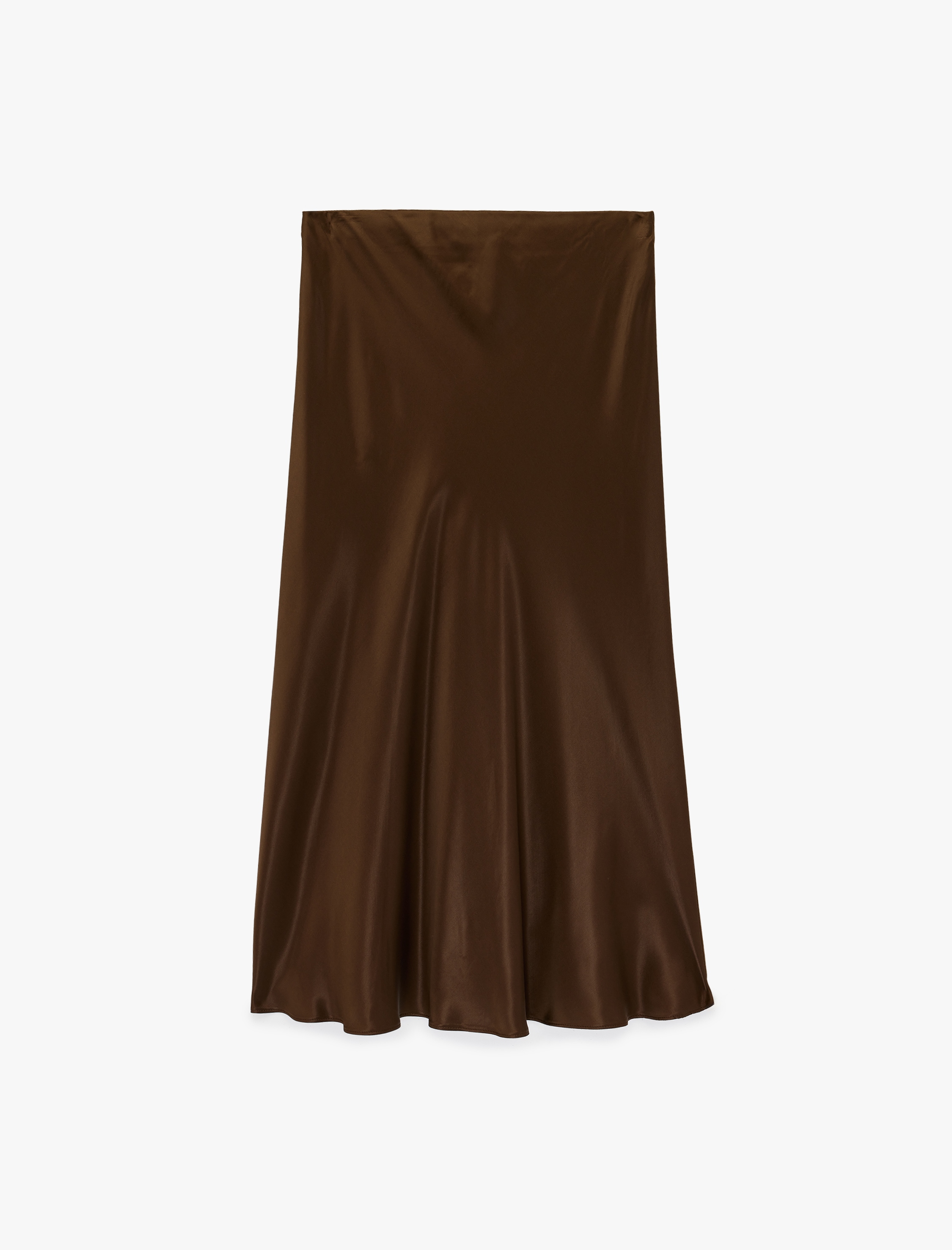   Viskon Kumaş Midi Saten Kloş Etek