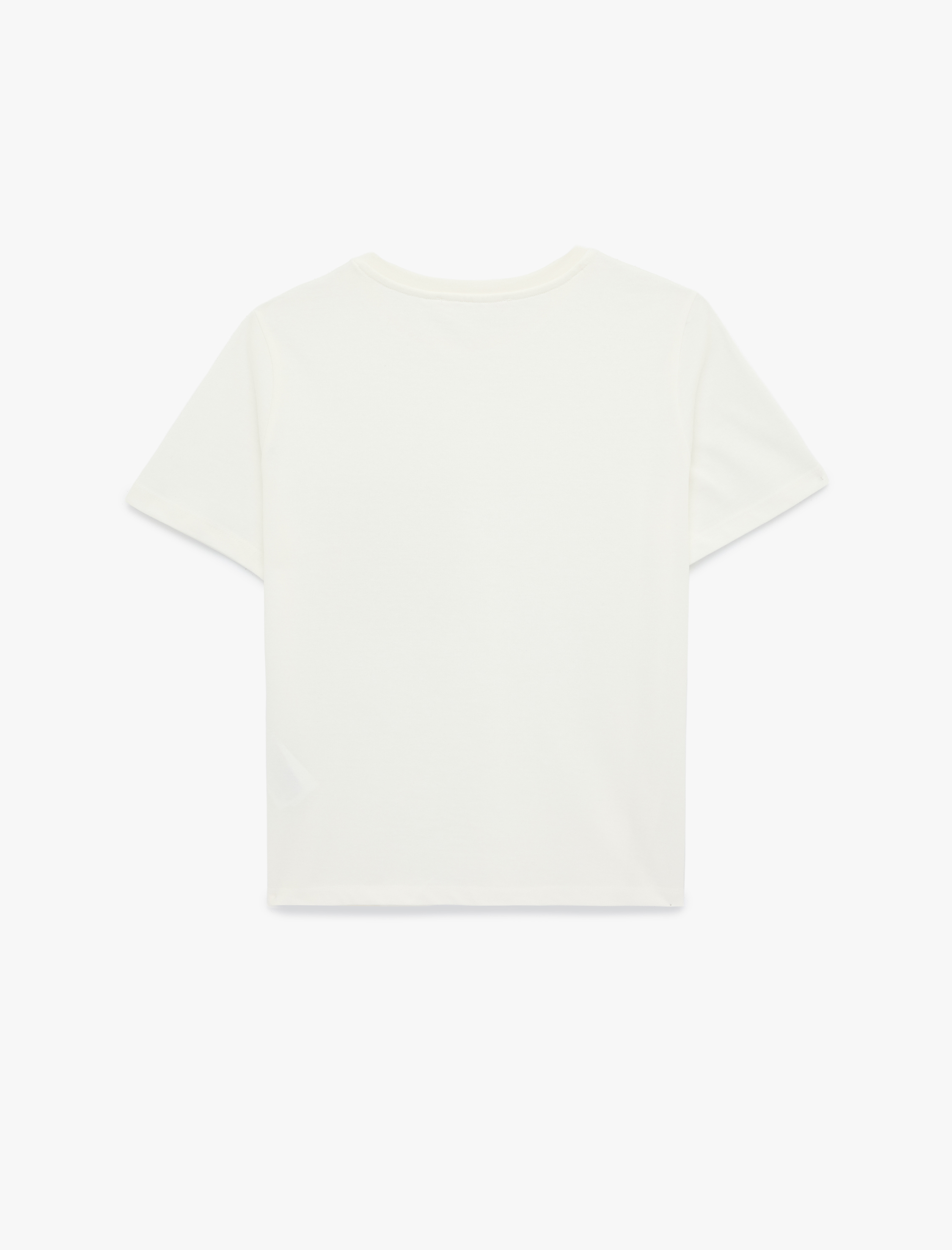   Nakışlı Cep Detaylı Kısa Kollu Bisiklet Yaka Pamuklu Tişört