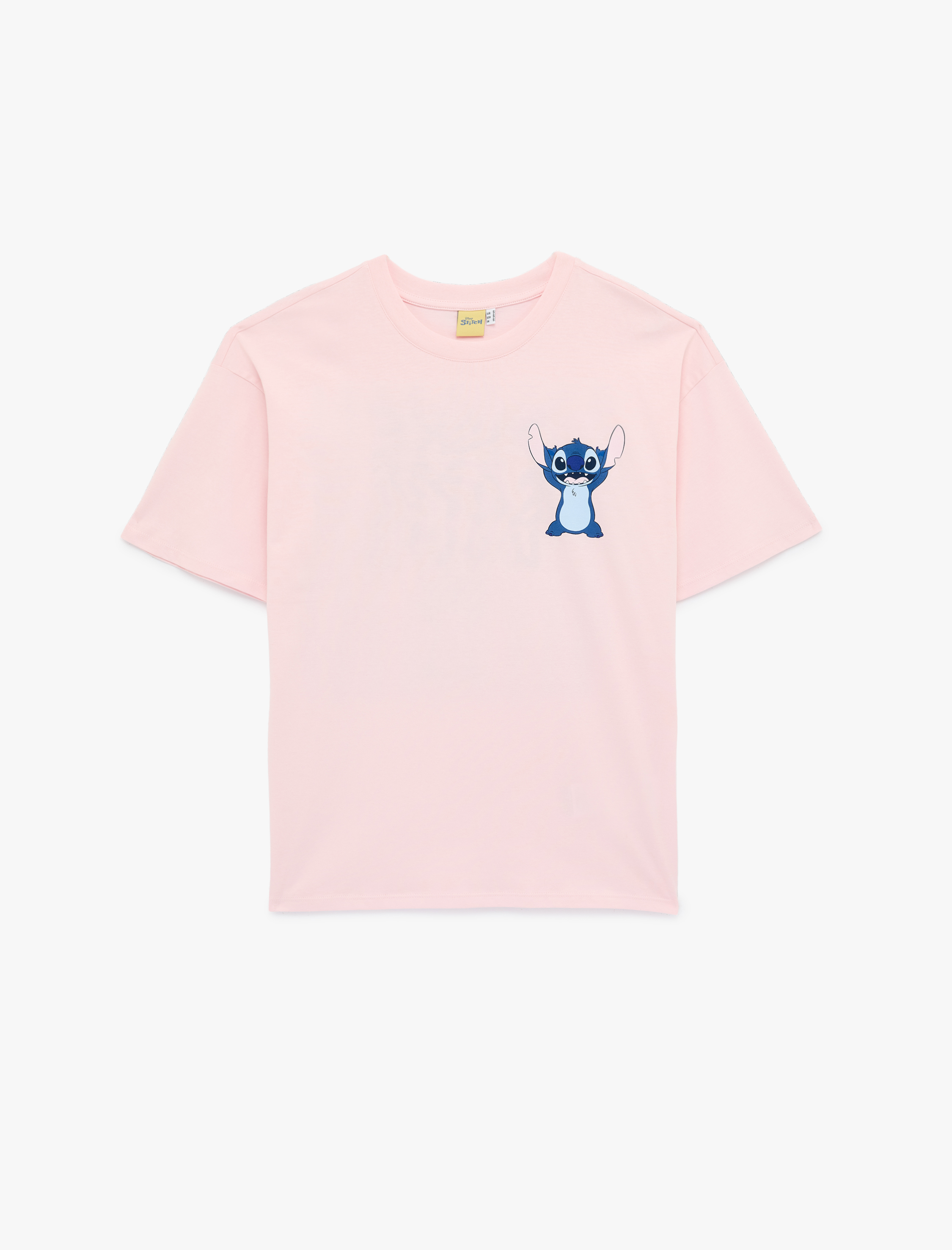   Stitch Lisanslı Baskılı Kısa Kollu Bisiklet Yaka Pamuklu Tişört