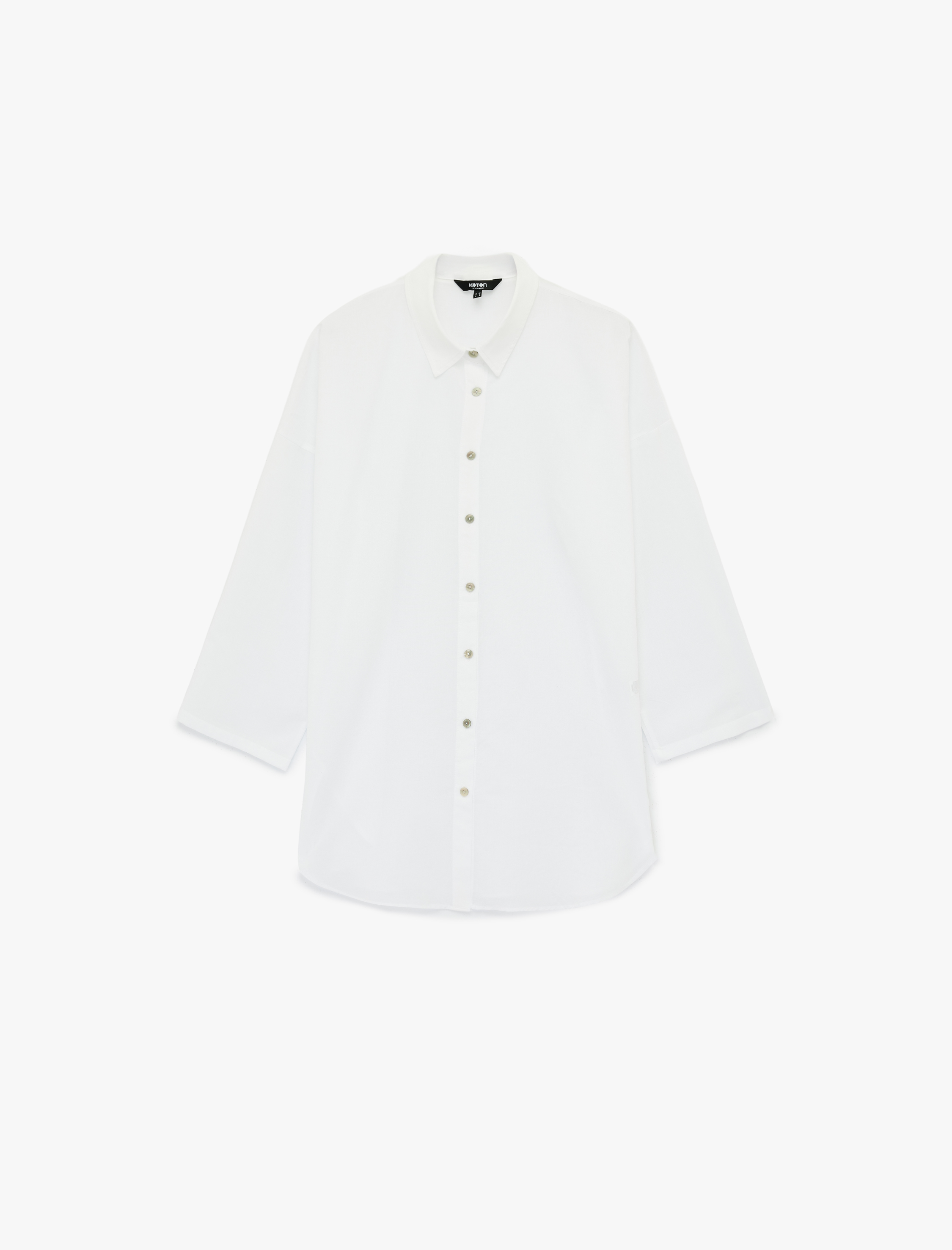   Rahat Kalıp Pamuklu Uzun Kollu Gömlek Plaj Elbisesi