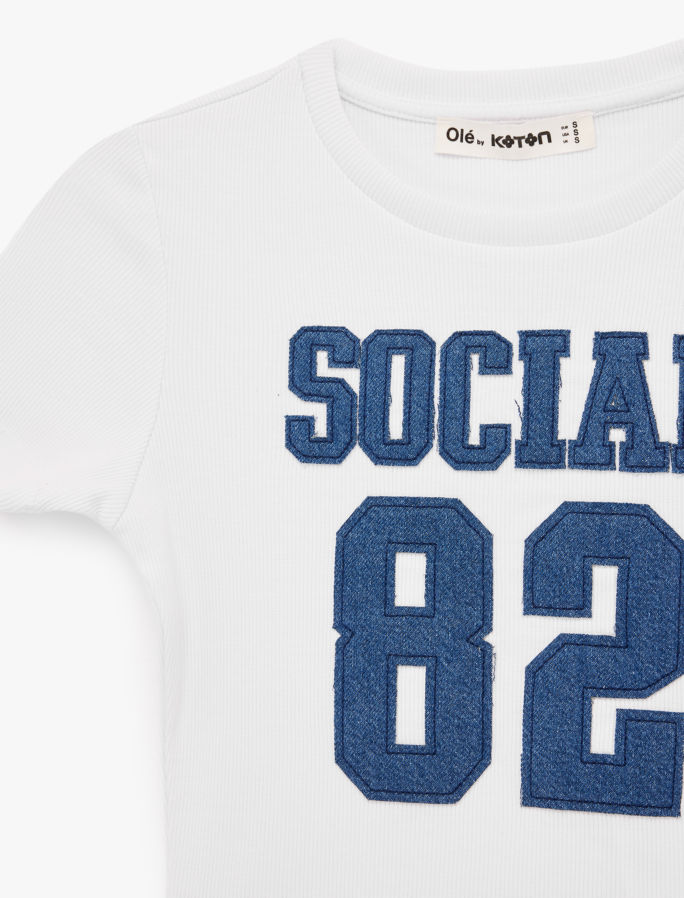   Slim Fit Kısa Kollu Bisiklet Yaka İşlemeli Pamuklu Tişört