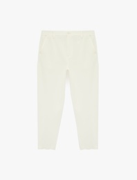 Slim Fit Viskon Karışımlı Cepli Düğmeli Chino Pantolon