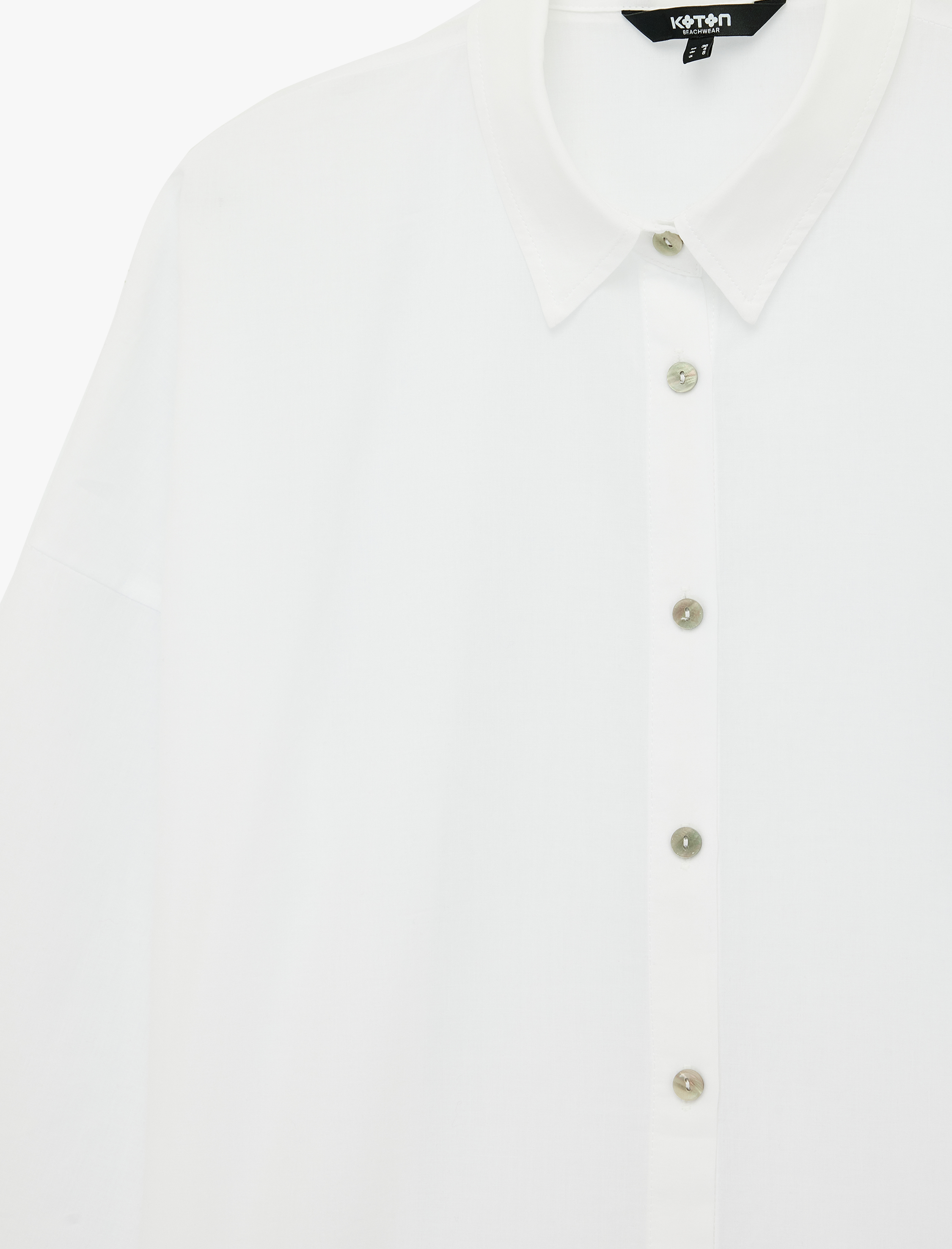   Rahat Kalıp Pamuklu Uzun Kollu Gömlek Plaj Elbisesi