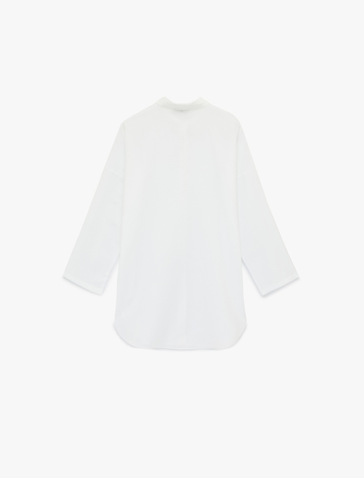  Rahat Kalıp Pamuklu Uzun Kollu Gömlek Plaj Elbisesi