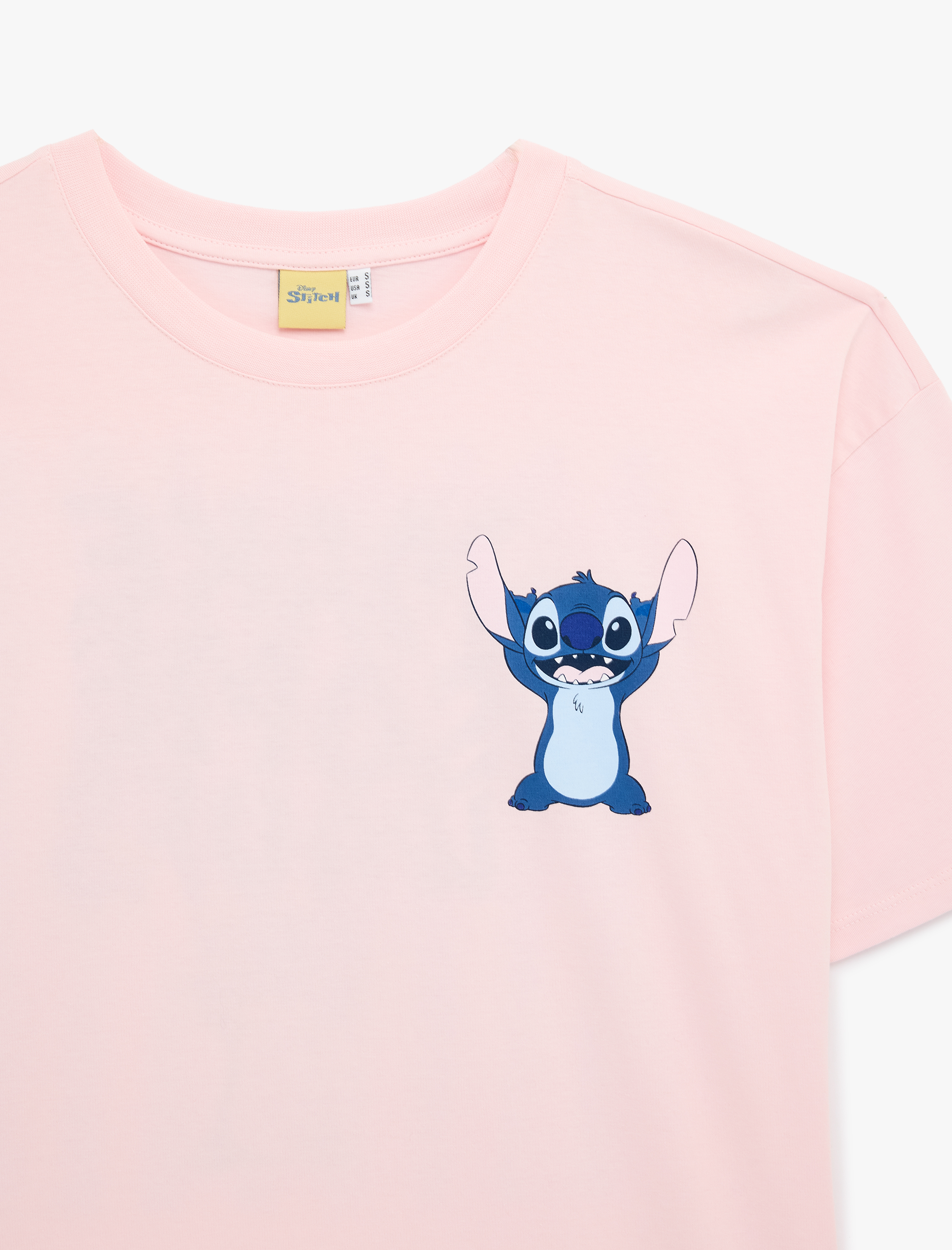   Stitch Lisanslı Baskılı Kısa Kollu Bisiklet Yaka Pamuklu Tişört