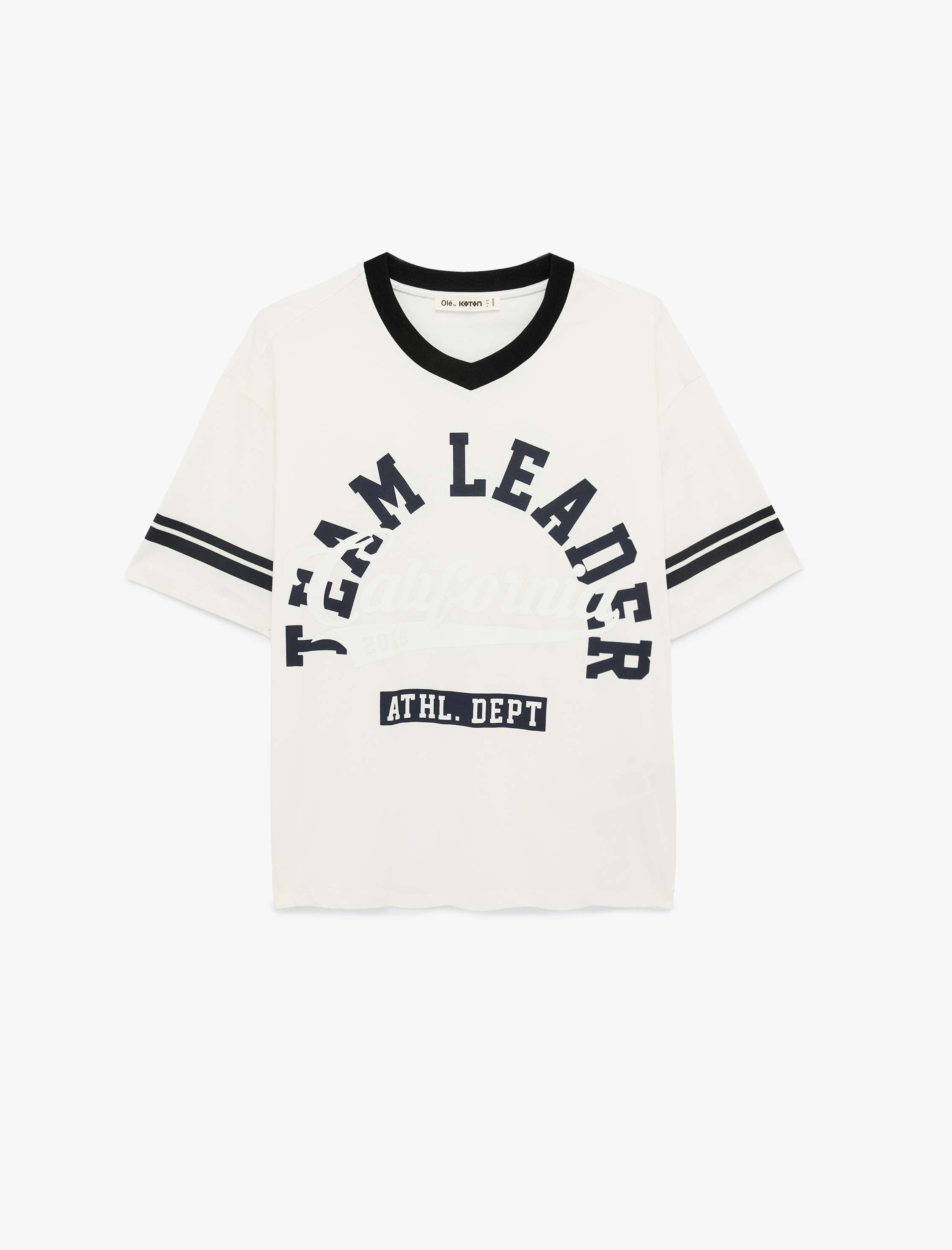   Baskılı Yarım Kollu Oversize V Yaka Tişört