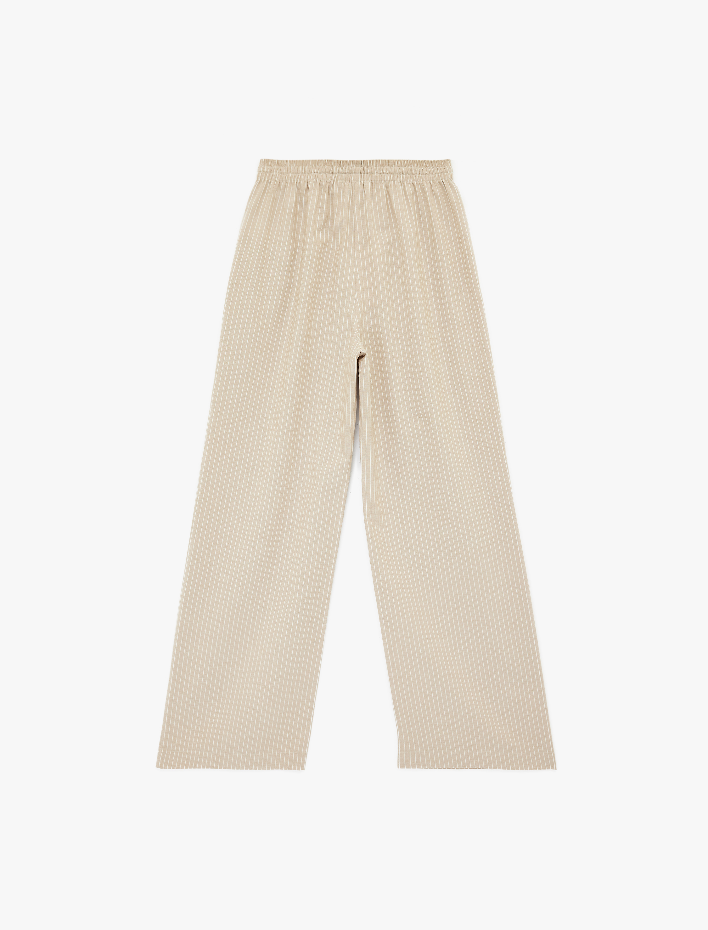   Viskon Karışımlı Beli Bağcıklı Geniş Paça Pantolon