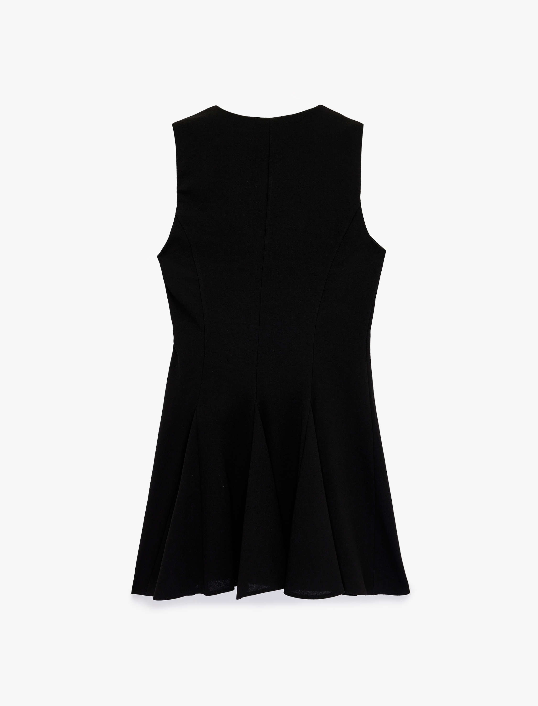   Metal Aksesuarlı Volanlı Kolsuz Mini Abiye Elbise