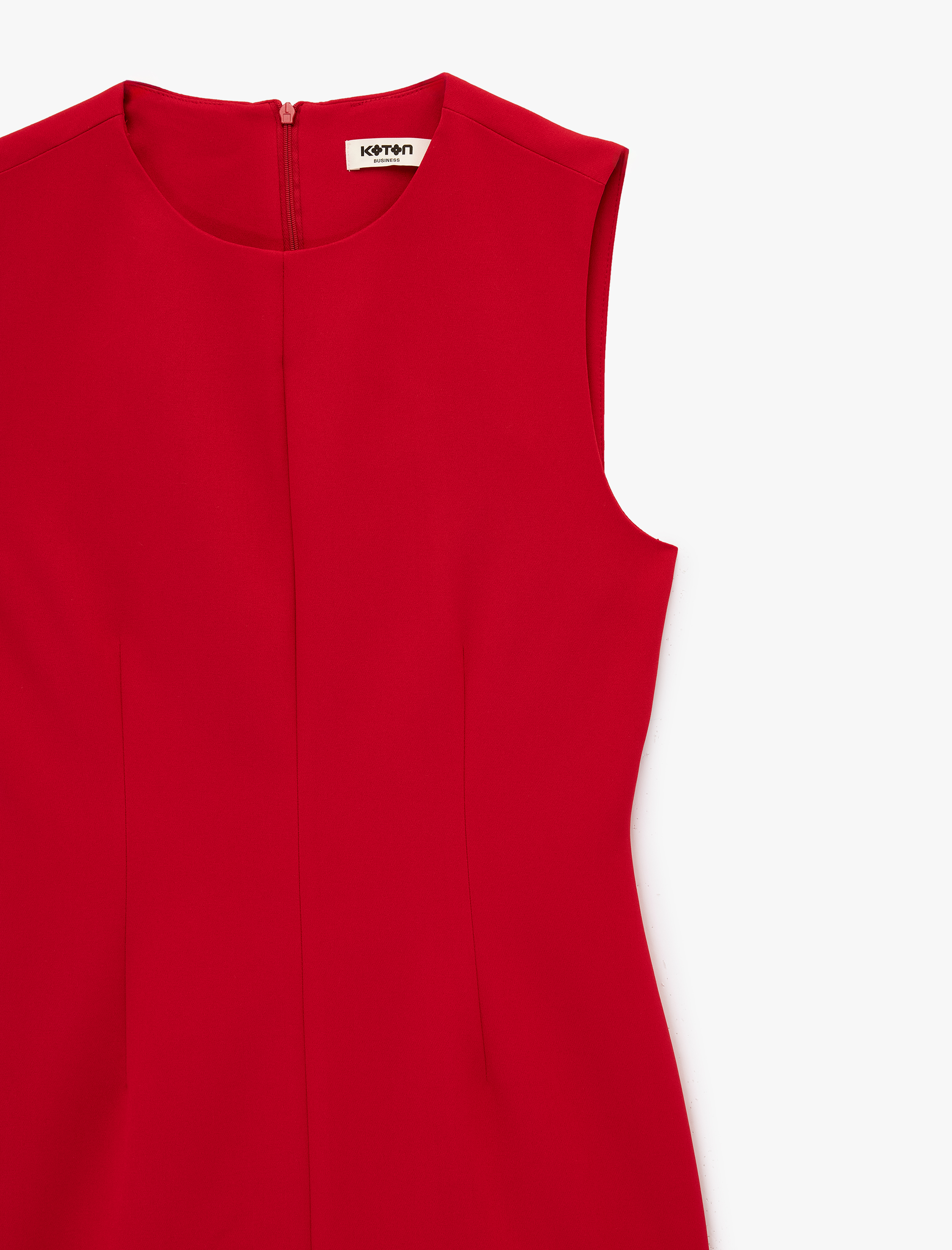   Dikiş Detaylı Kolsuz Bisiklet Yaka Mini Elbise