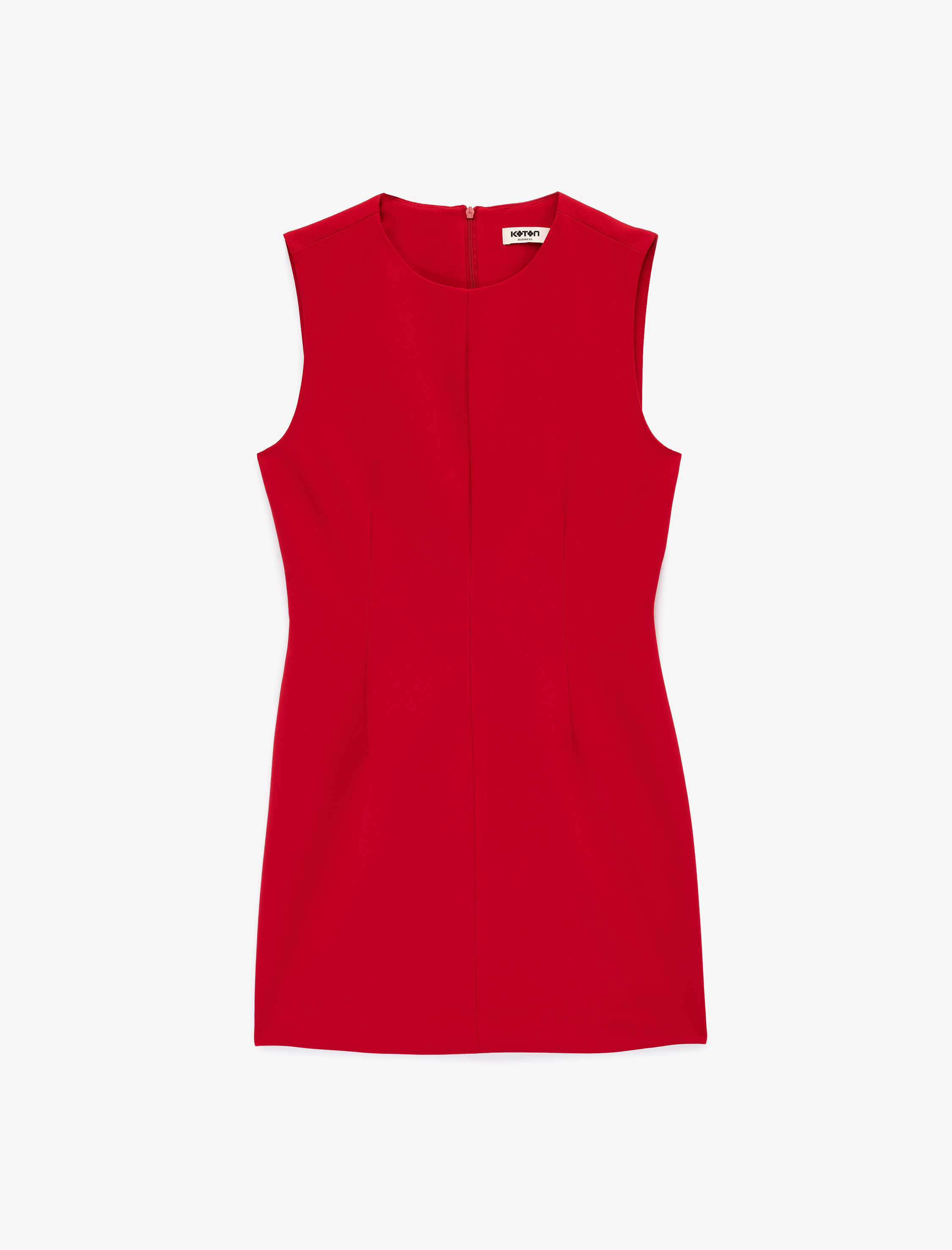   Dikiş Detaylı Kolsuz Bisiklet Yaka Mini Elbise