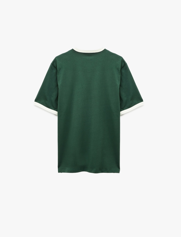  Regular Fit Kısa Kollu Biyeli Bisiklet Yaka Pamuklu Baskılı Tişört