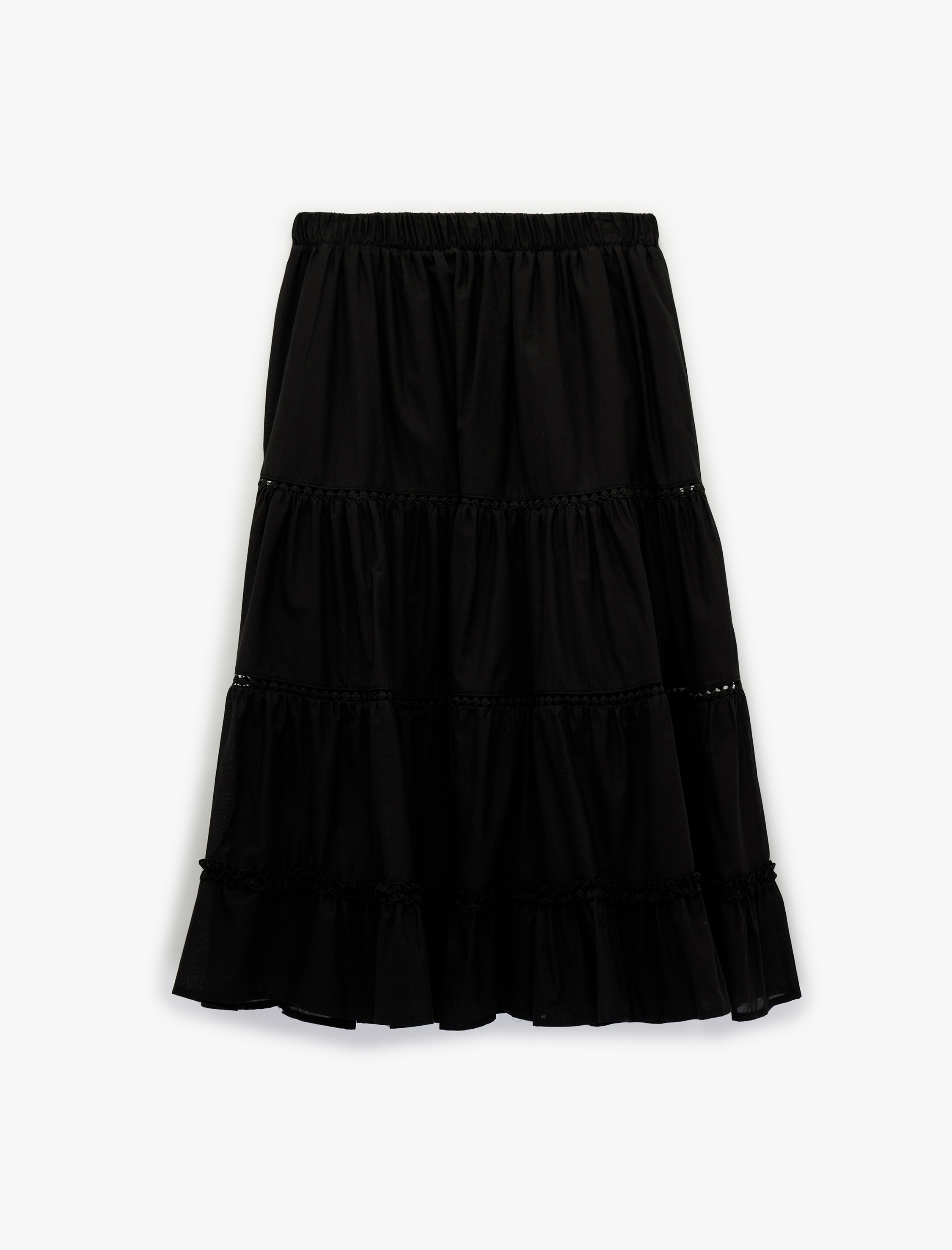   Beli Lastikli Pamuklu Rahat Kalıp Katlı Midi Etek