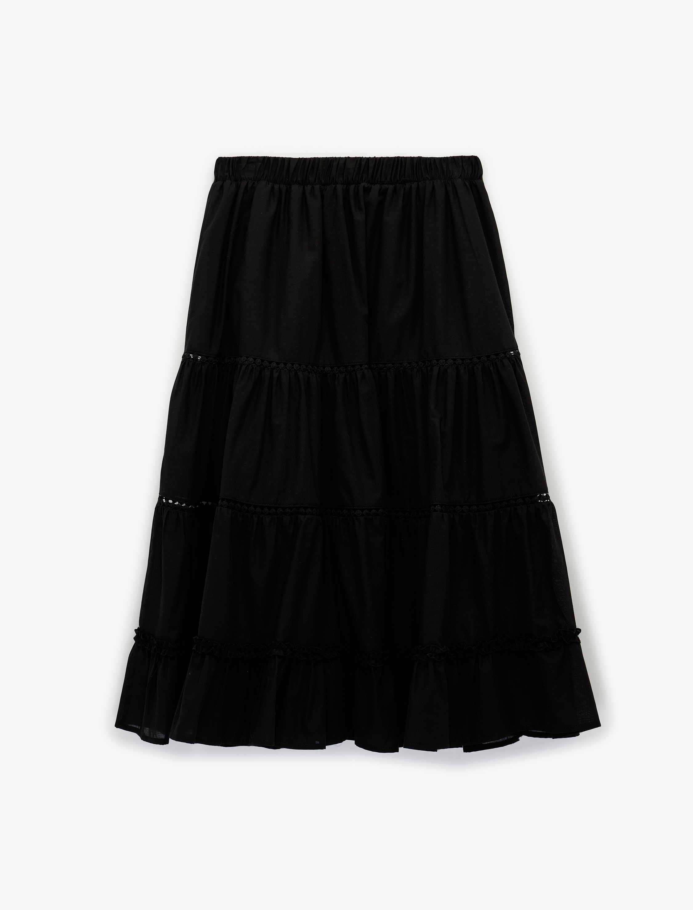   Beli Lastikli Pamuklu Rahat Kalıp Katlı Midi Etek