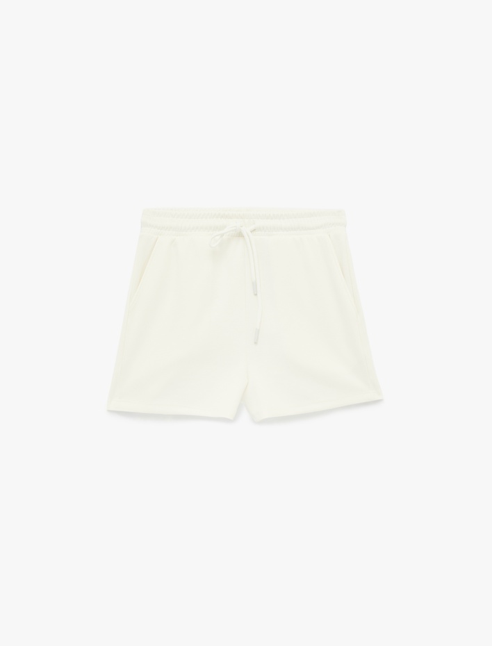  Rahat Kalıp Viskon Karışımlı Beli Bağcıklı Mini Spor Şort