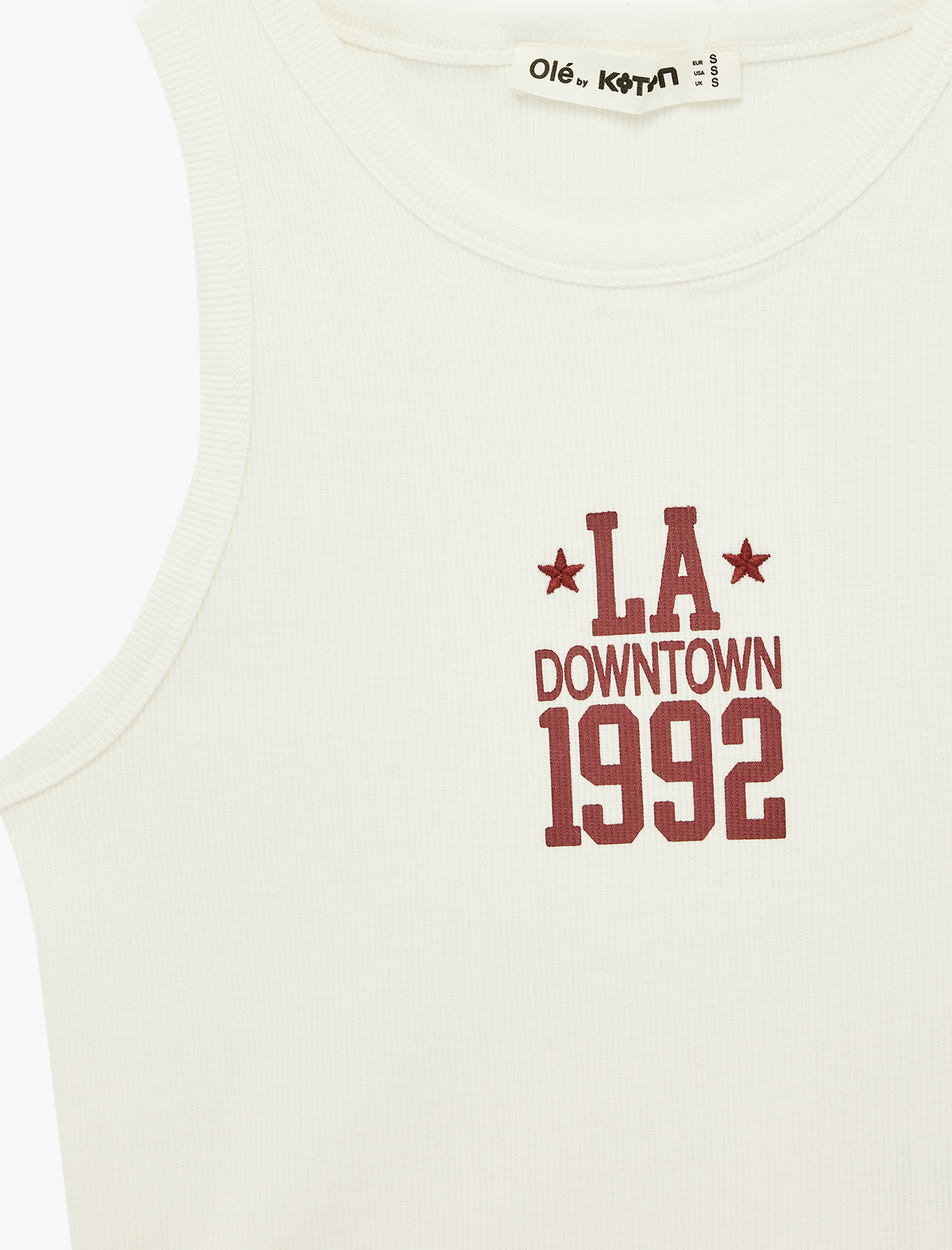   Pamuklu Kolsuz Bisiklet Yaka Baskılı Atlet