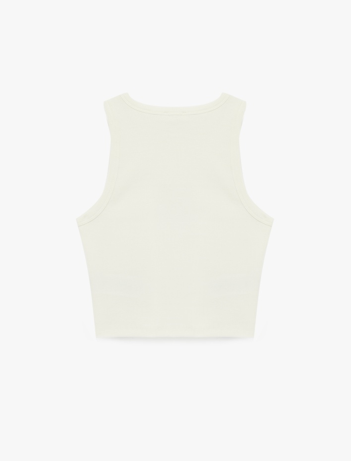  Pamuklu Kolsuz Bisiklet Yaka Baskılı Atlet