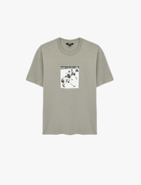 Regular Fit Kısa Kollu Bisiklet Yaka Pamuklu Baskılı Tişört