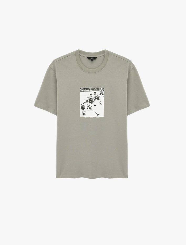  Regular Fit Kısa Kollu Bisiklet Yaka Pamuklu Baskılı Tişört