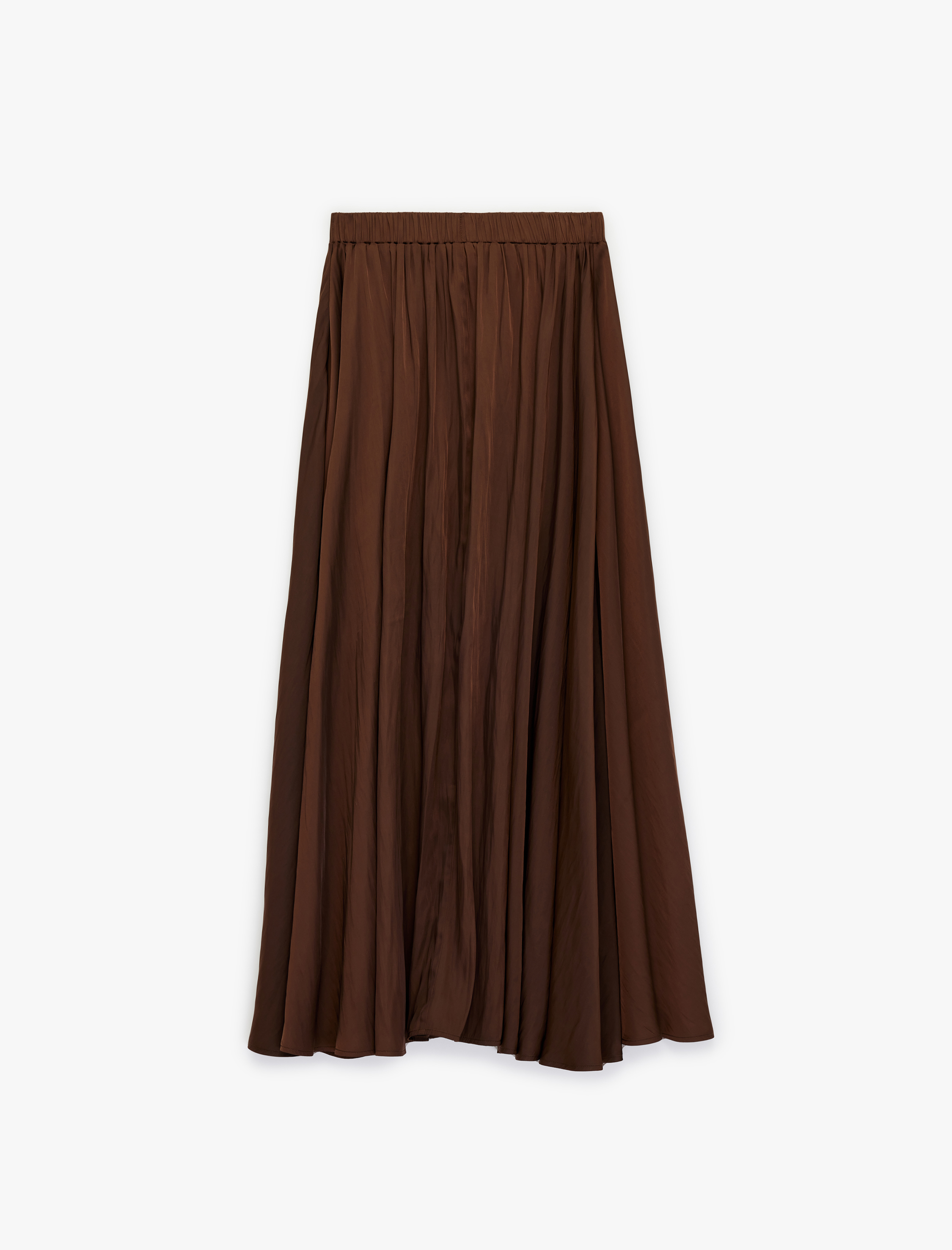   Pileli Saten Kloş Uzun Etek