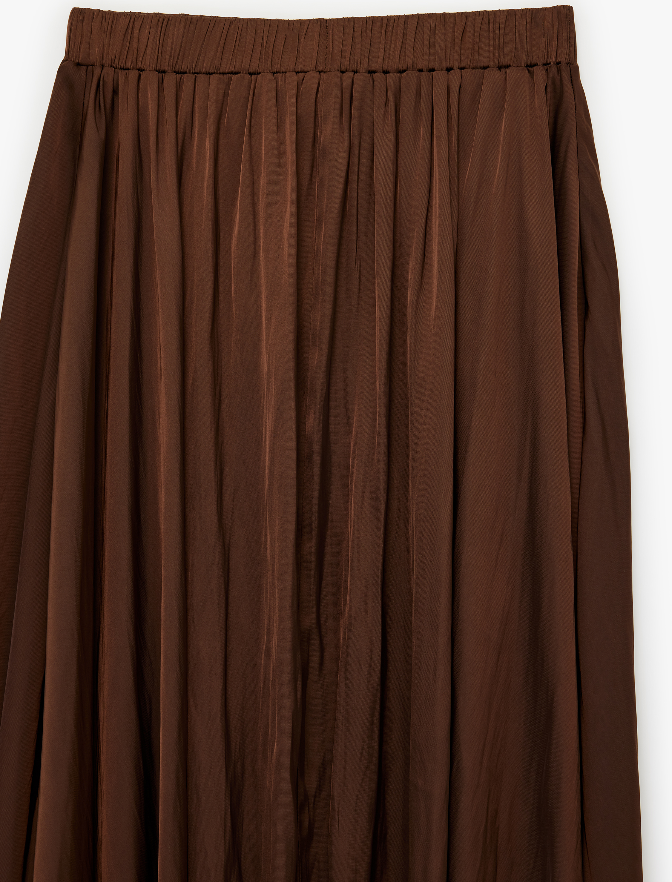   Pileli Saten Kloş Uzun Etek