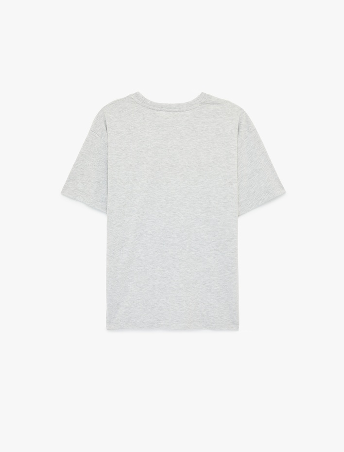  Kısa Kollu Bisiklet Yaka Zeytin Baskılı Tişört