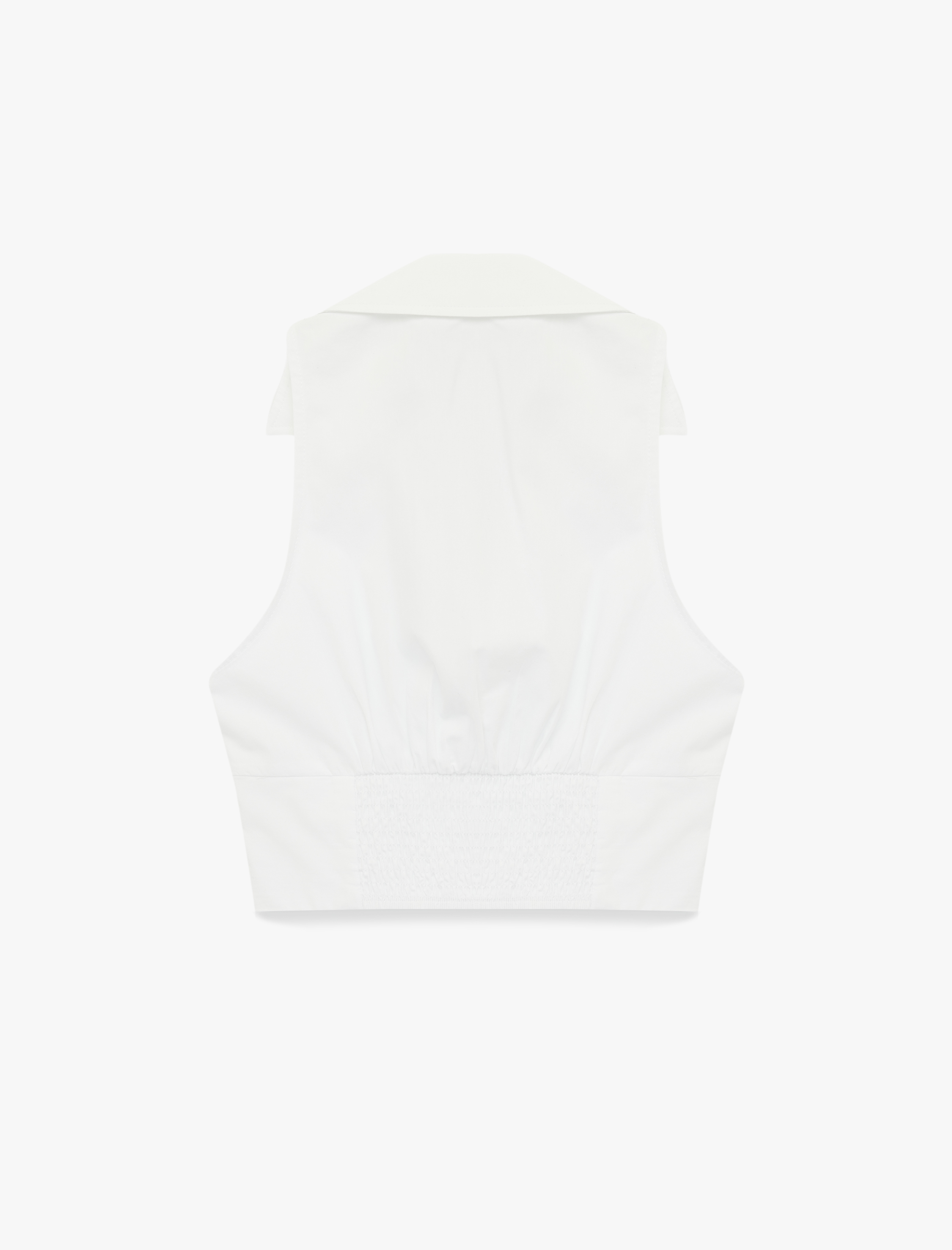   Slim Fit Klasik Yaka Kolsuz Fermuarlı Crop Bluz