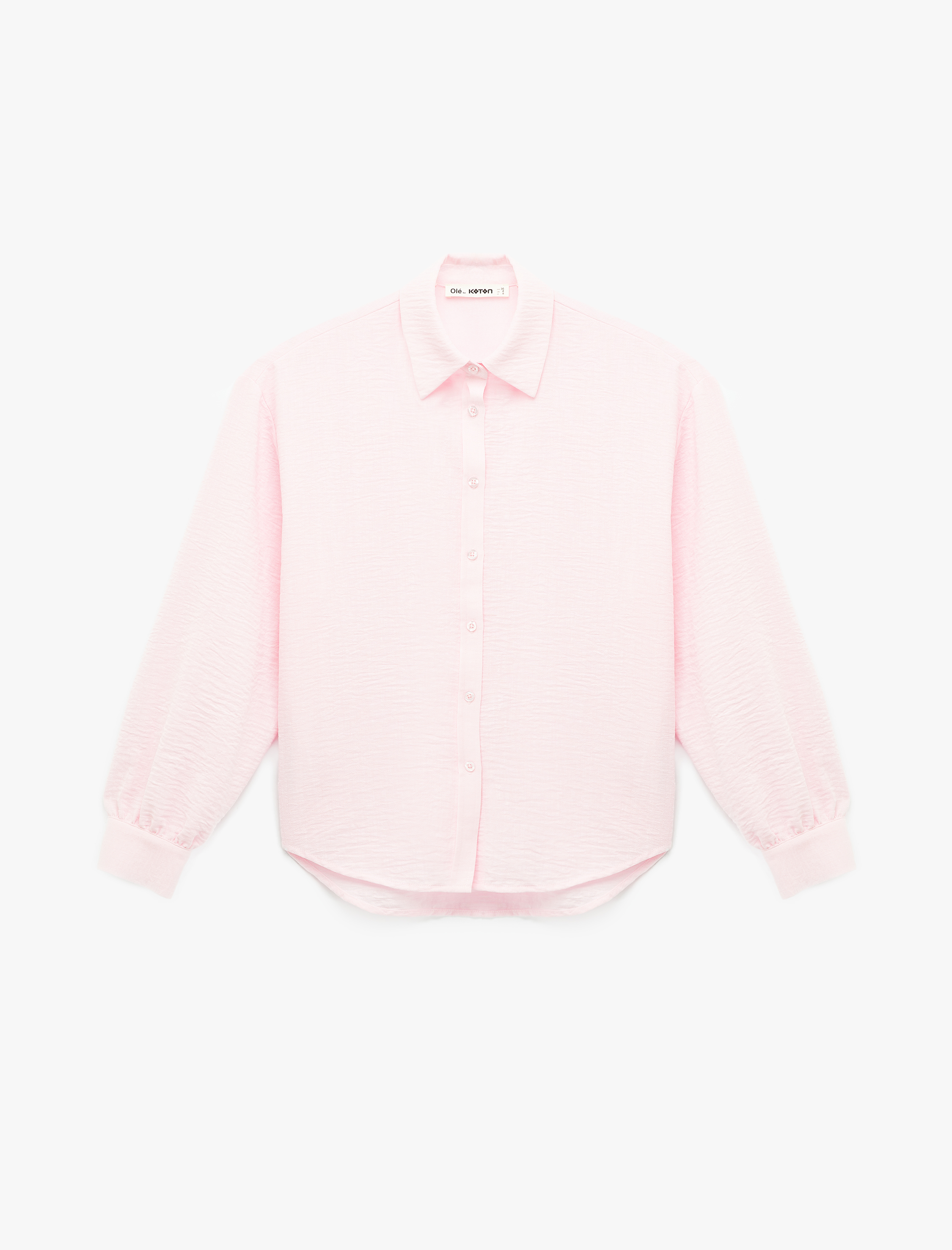   Uzun Kollu Klasik Yaka Düğmeli Oversize Gömlek