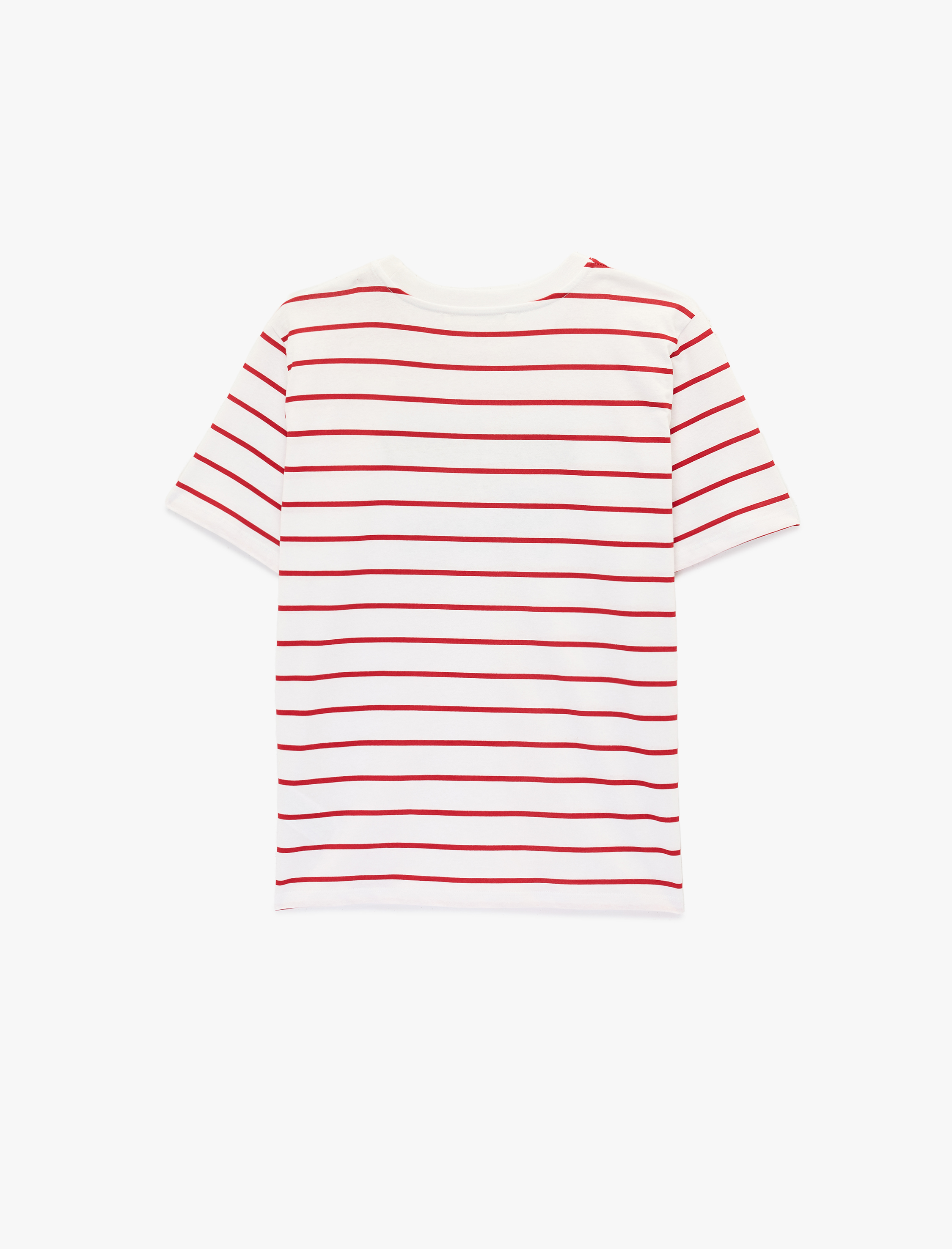   Pamuklu Kısa Kollu Bisiklet Yaka Saint-Tropez Baskılı Çizgili Tişört