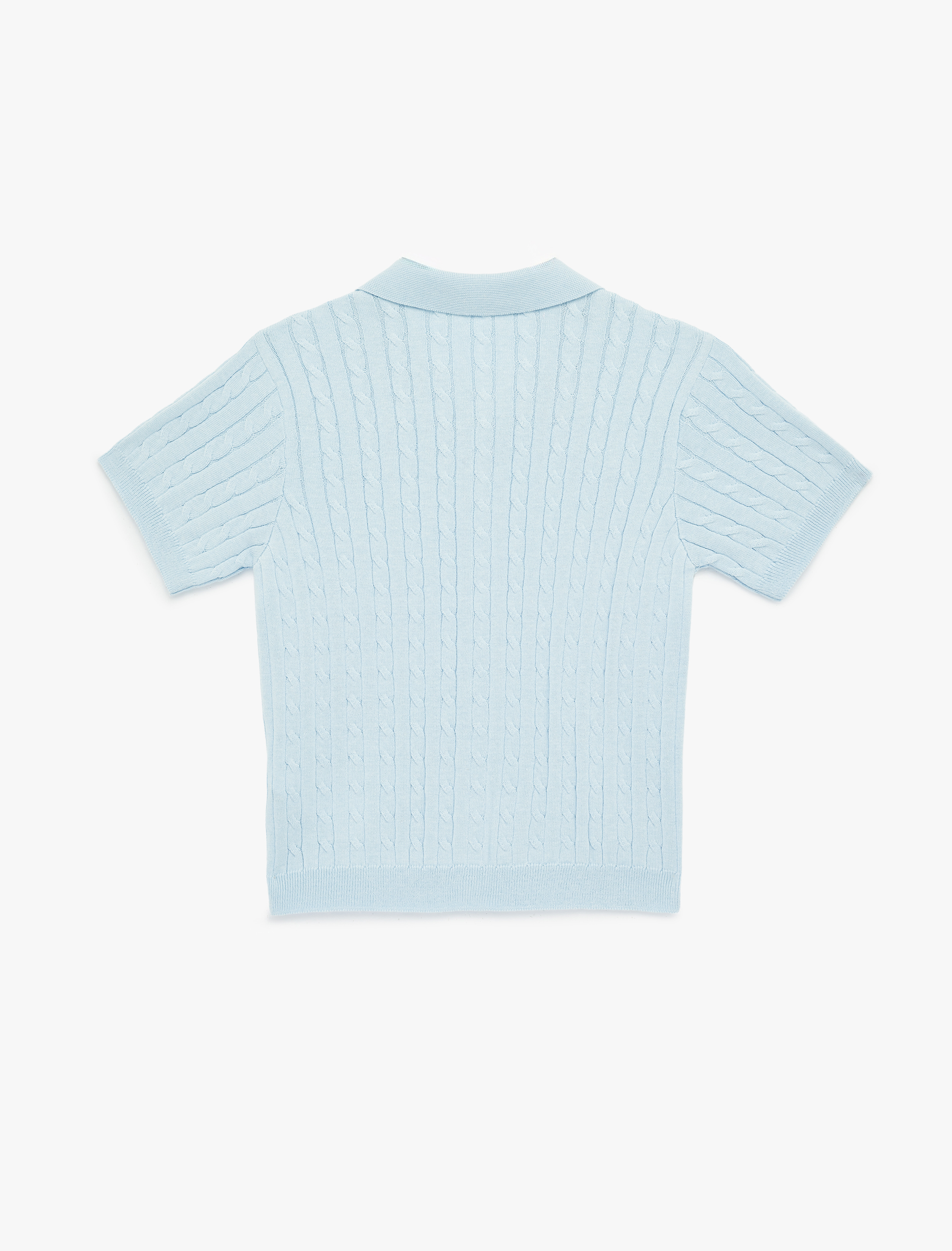   Düğmeli Kısa Kollu Polo Yaka Saç Örgü Hırka