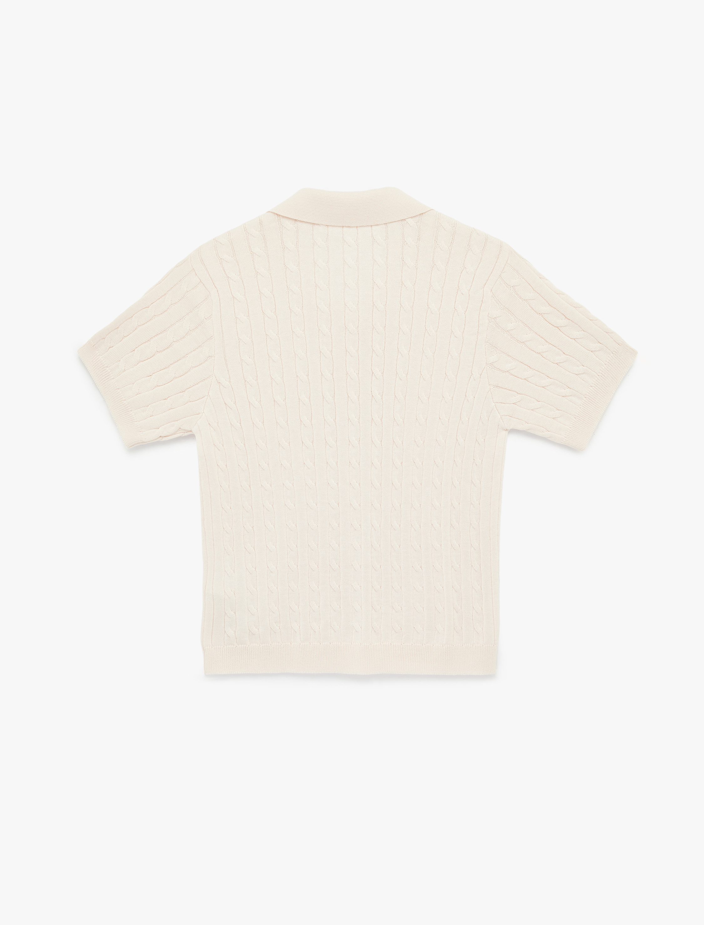   Düğmeli Kısa Kollu Polo Yaka Saç Örgü Hırka