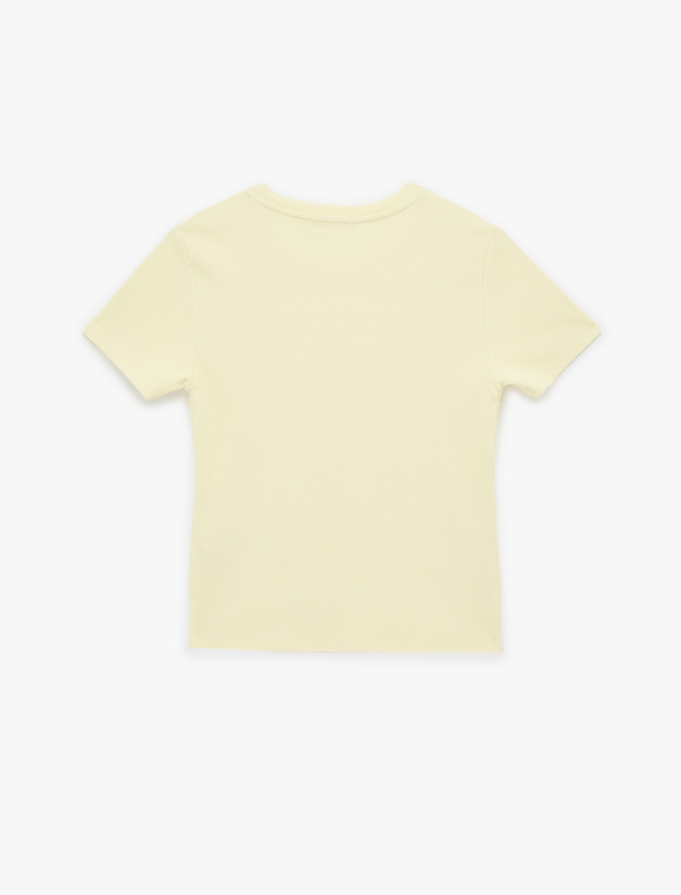   Pamuklu Slim Fit Kısa Kollu Bisiklet Yaka Nakış Detaylı Fitilli Tişört