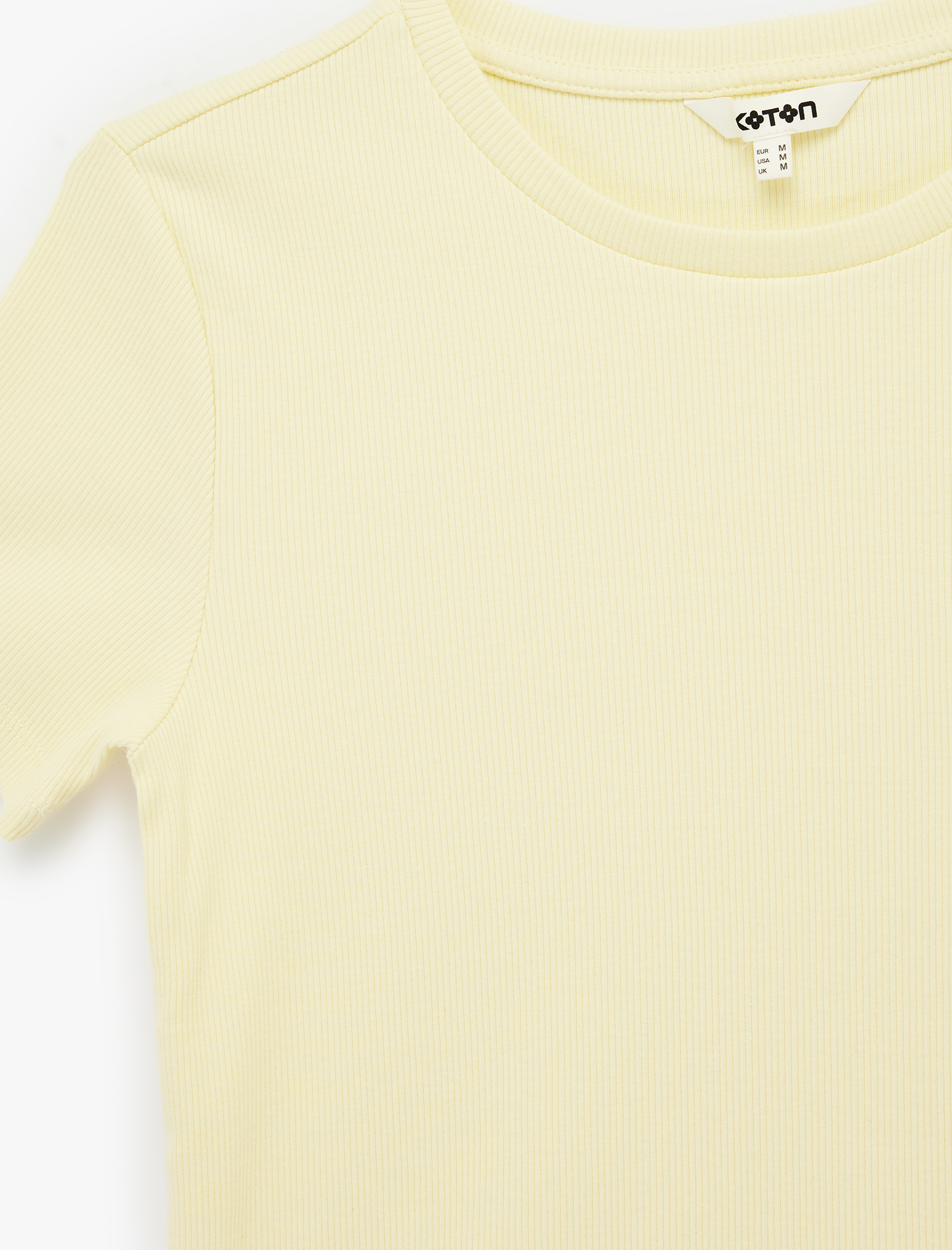   Pamuklu Slim Fit Kısa Kollu Bisiklet Yaka Nakış Detaylı Fitilli Tişört