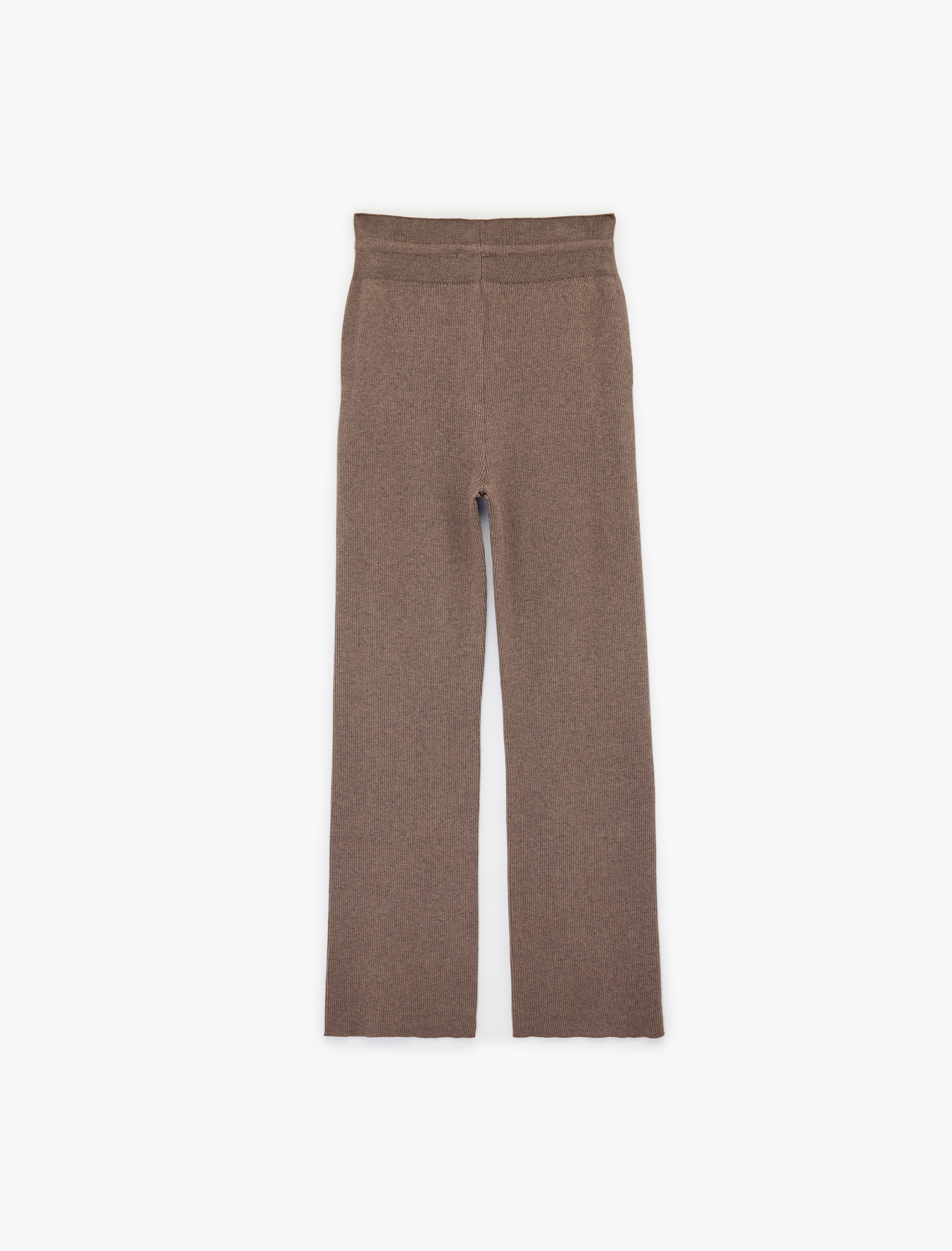   Beli Bağcıklı Cepli Yüksek Bel Triko Pantolon